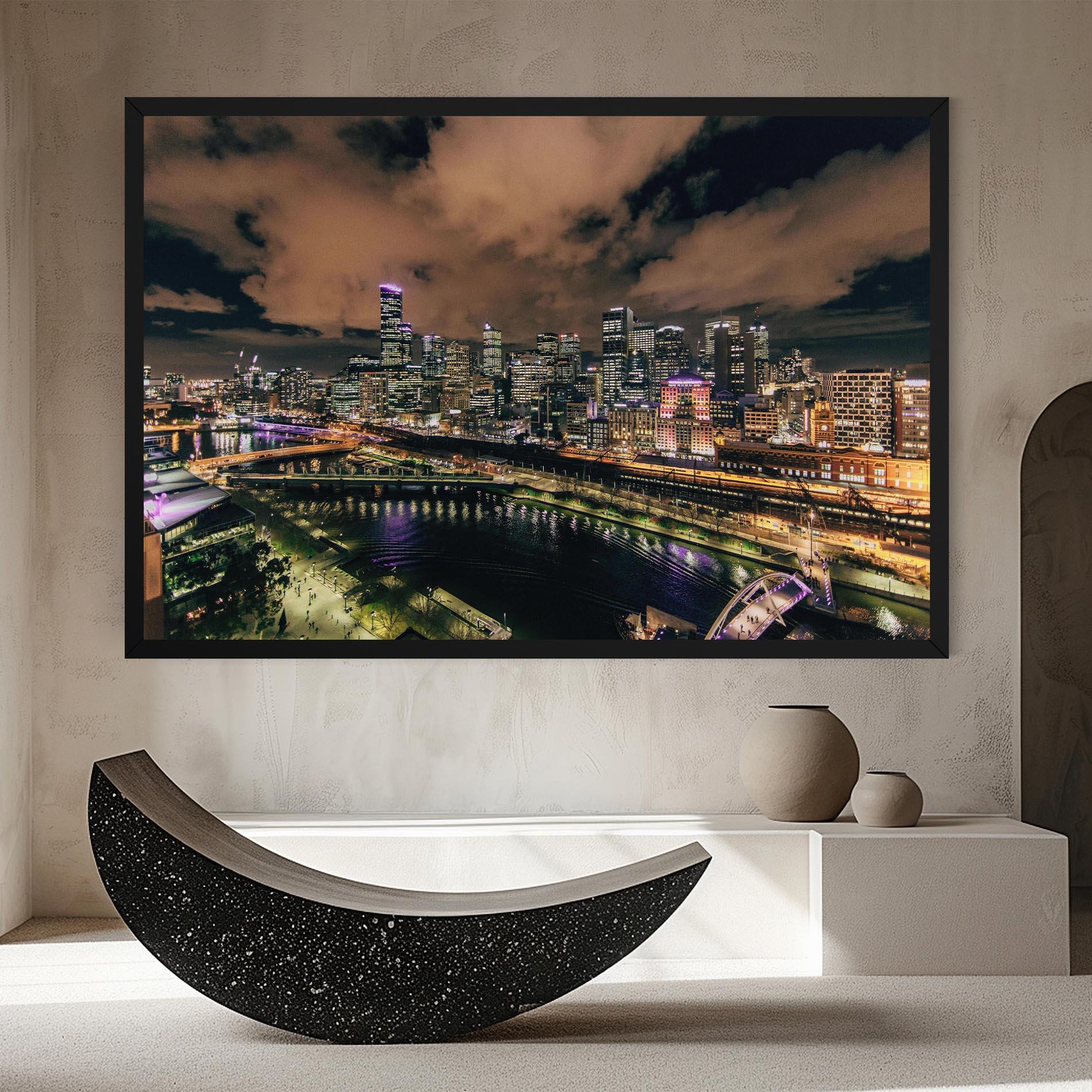 Leinwandbild Green Purple City mockup 8