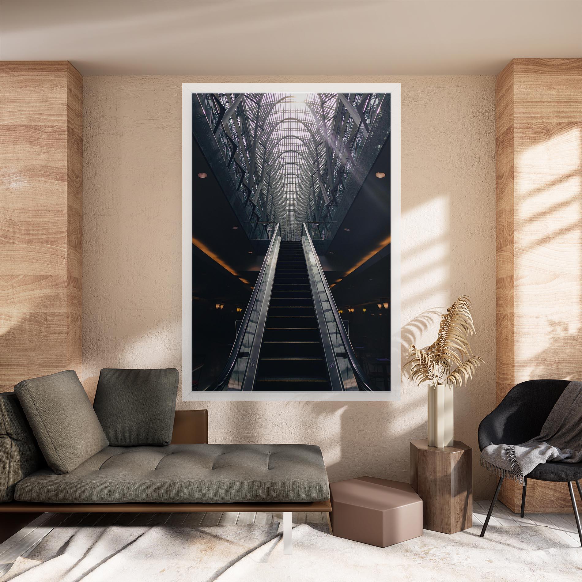 Leinwandbild Grey Stairs Building mockup 8