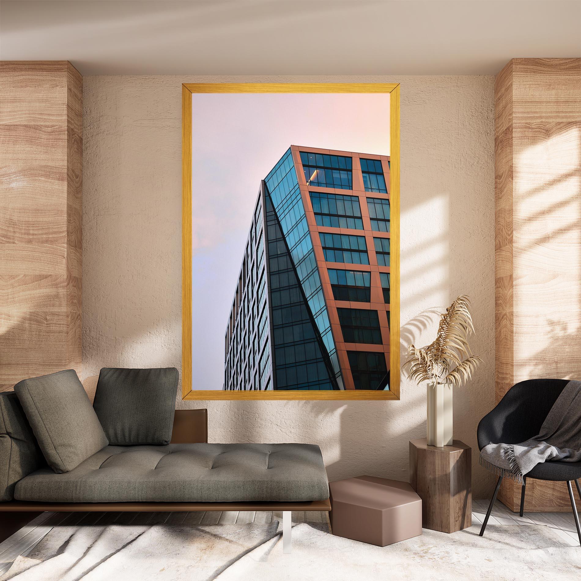 Leinwandbild Blue Glass Building mockup 8