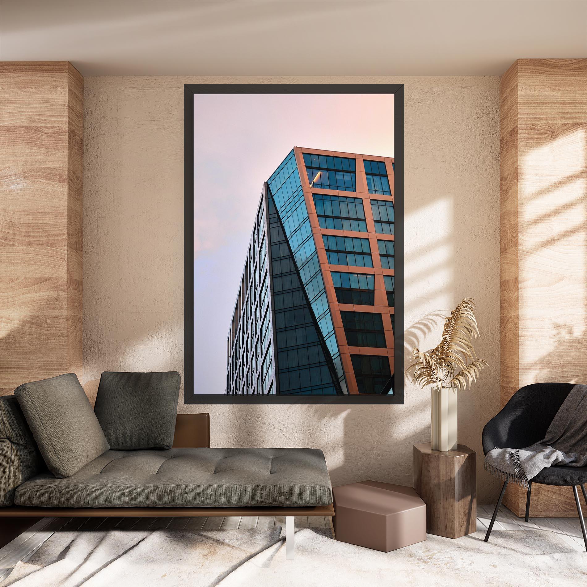 Leinwandbild Blue Glass Building mockup 8