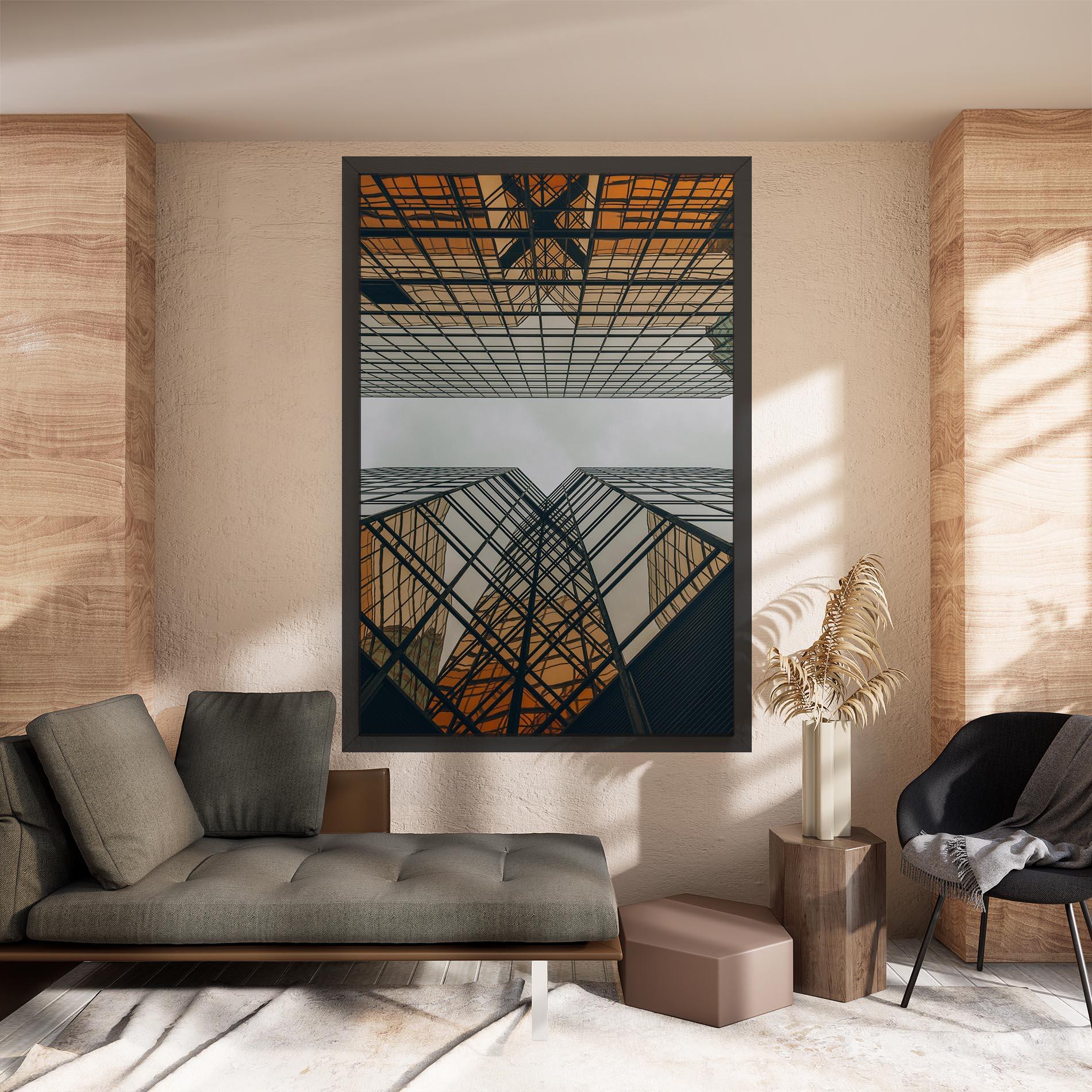 Leinwandbild Orange Glass Building mockup 8