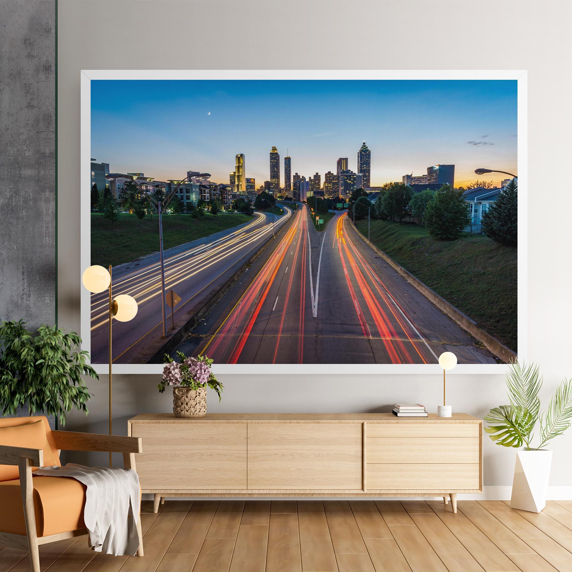 Leinwandbild Car Lights City mockup 9