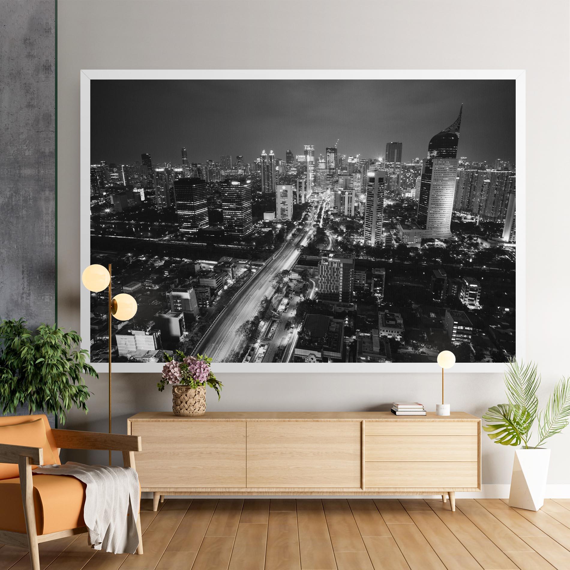 Leinwandbild Grey Lights City mockup 9