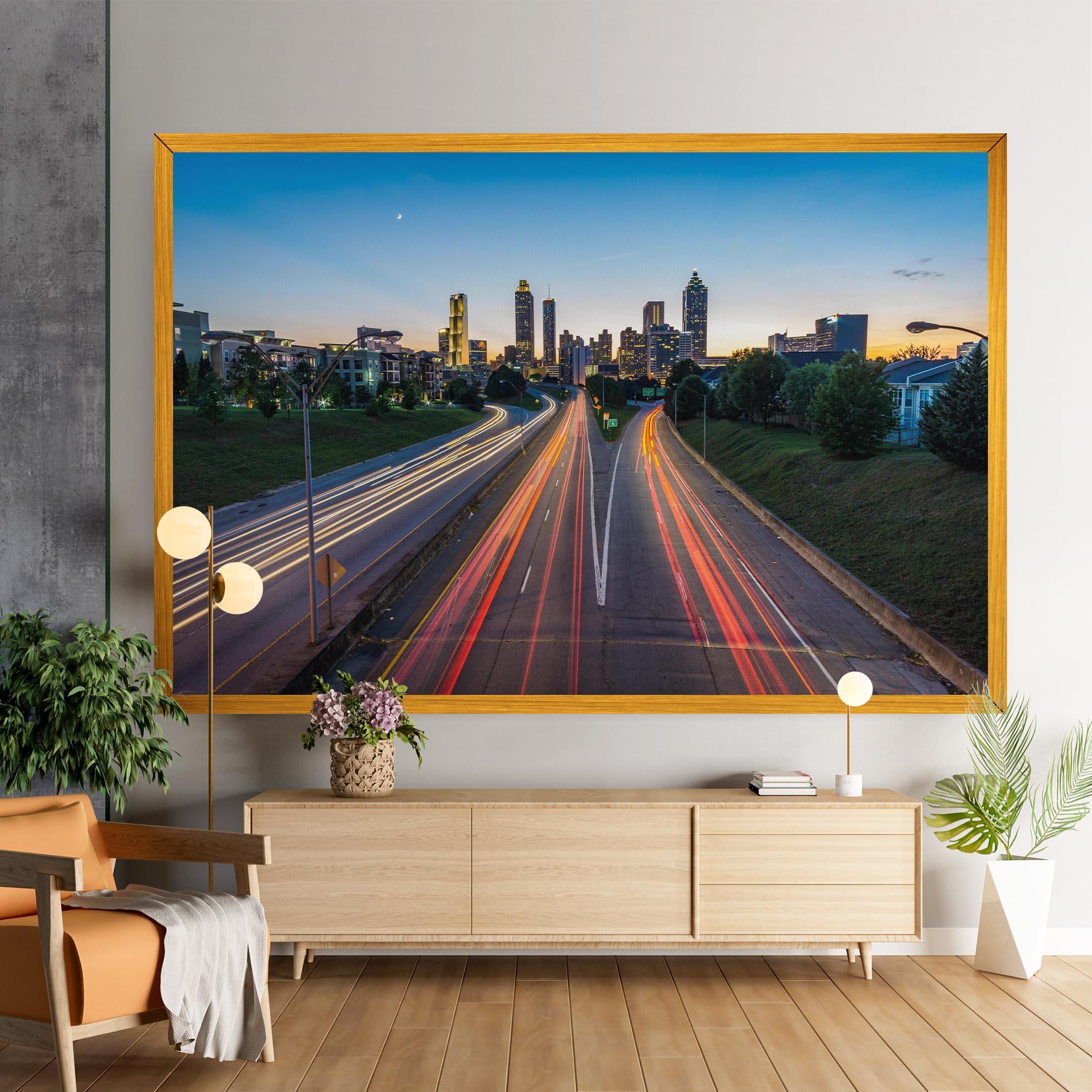 Leinwandbild Car Lights City mockup 9