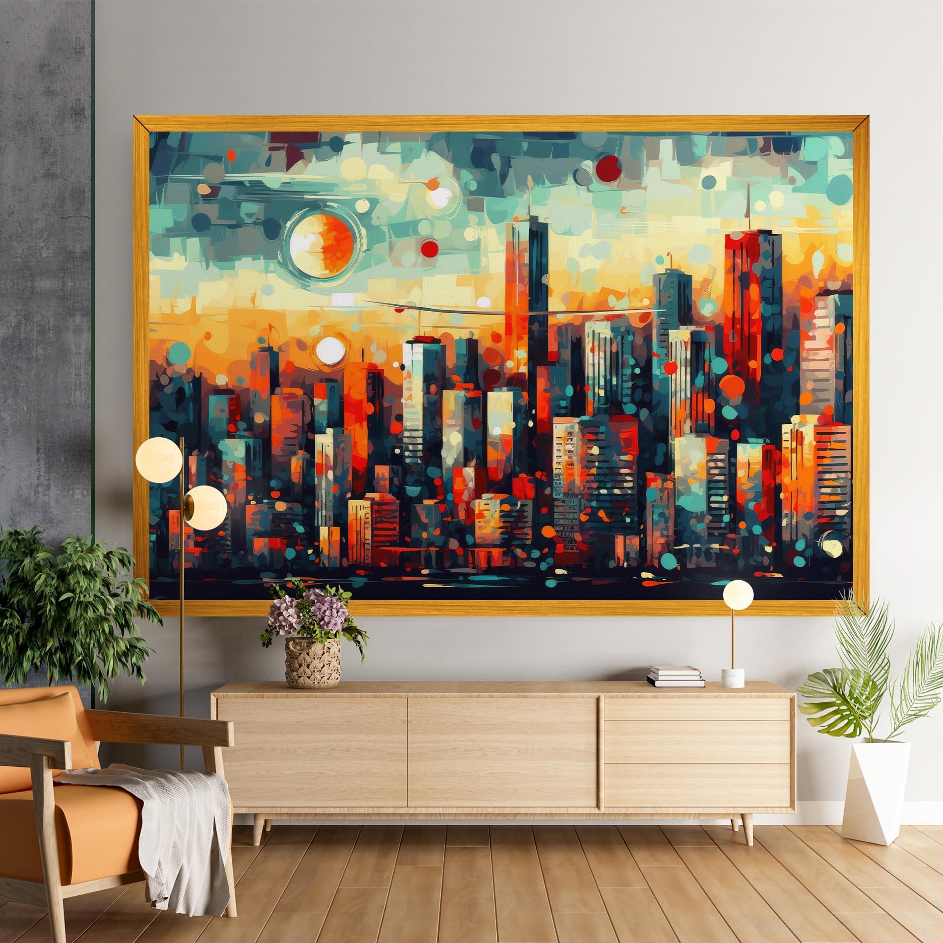 Leinwandbild Colorful City Painting mockup 9