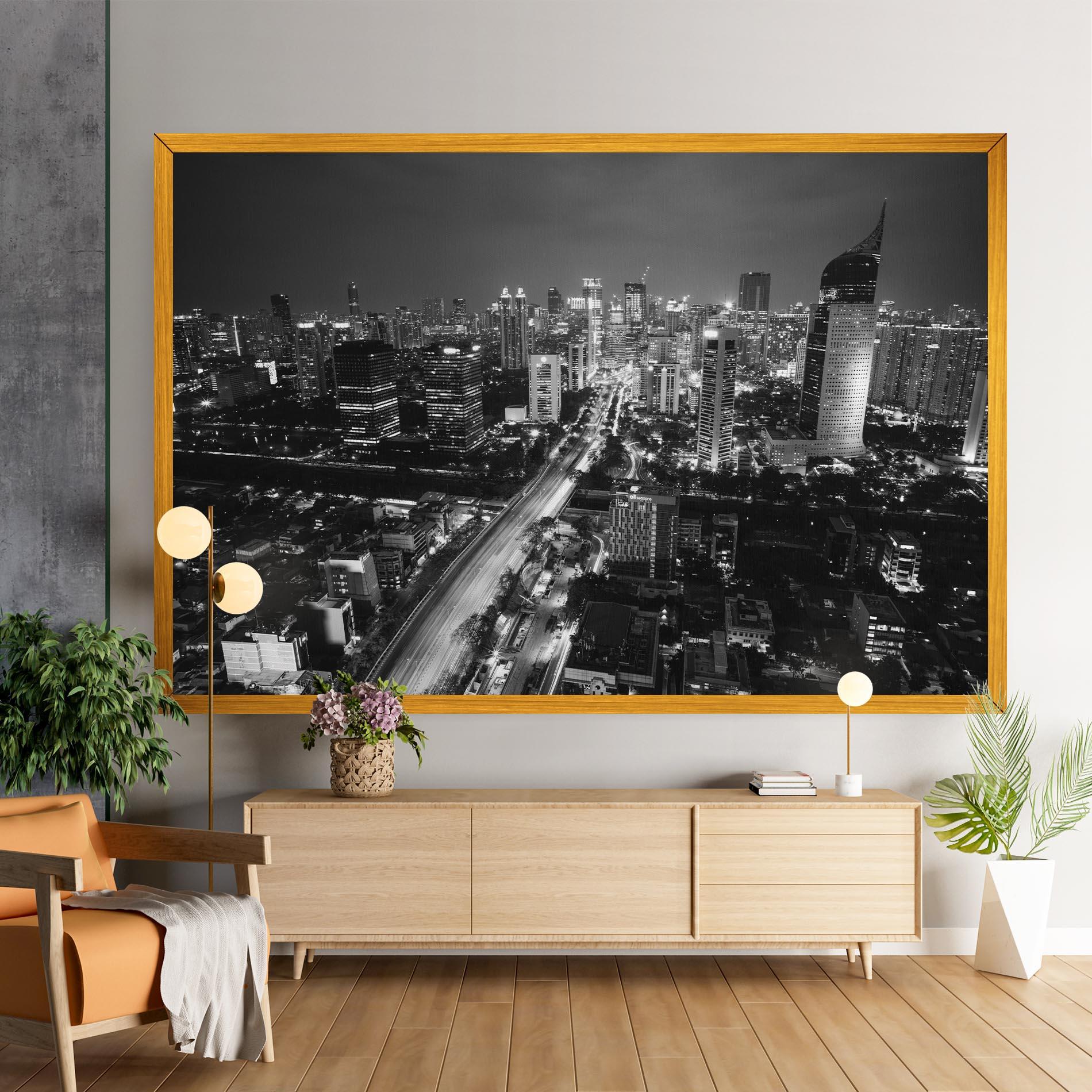 Leinwandbild Grey Lights City mockup 9