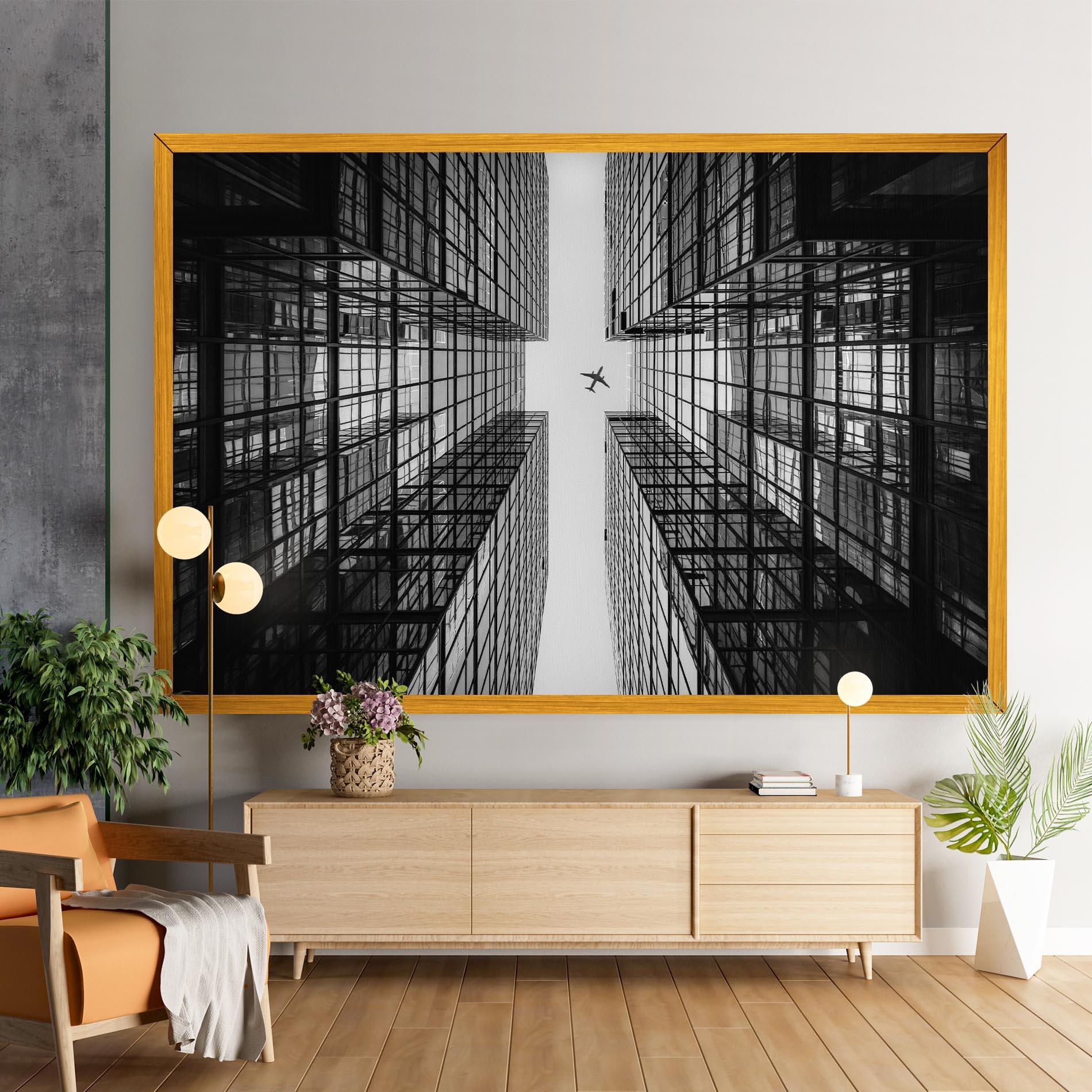 Leinwandbild Plane Grey Building mockup 9