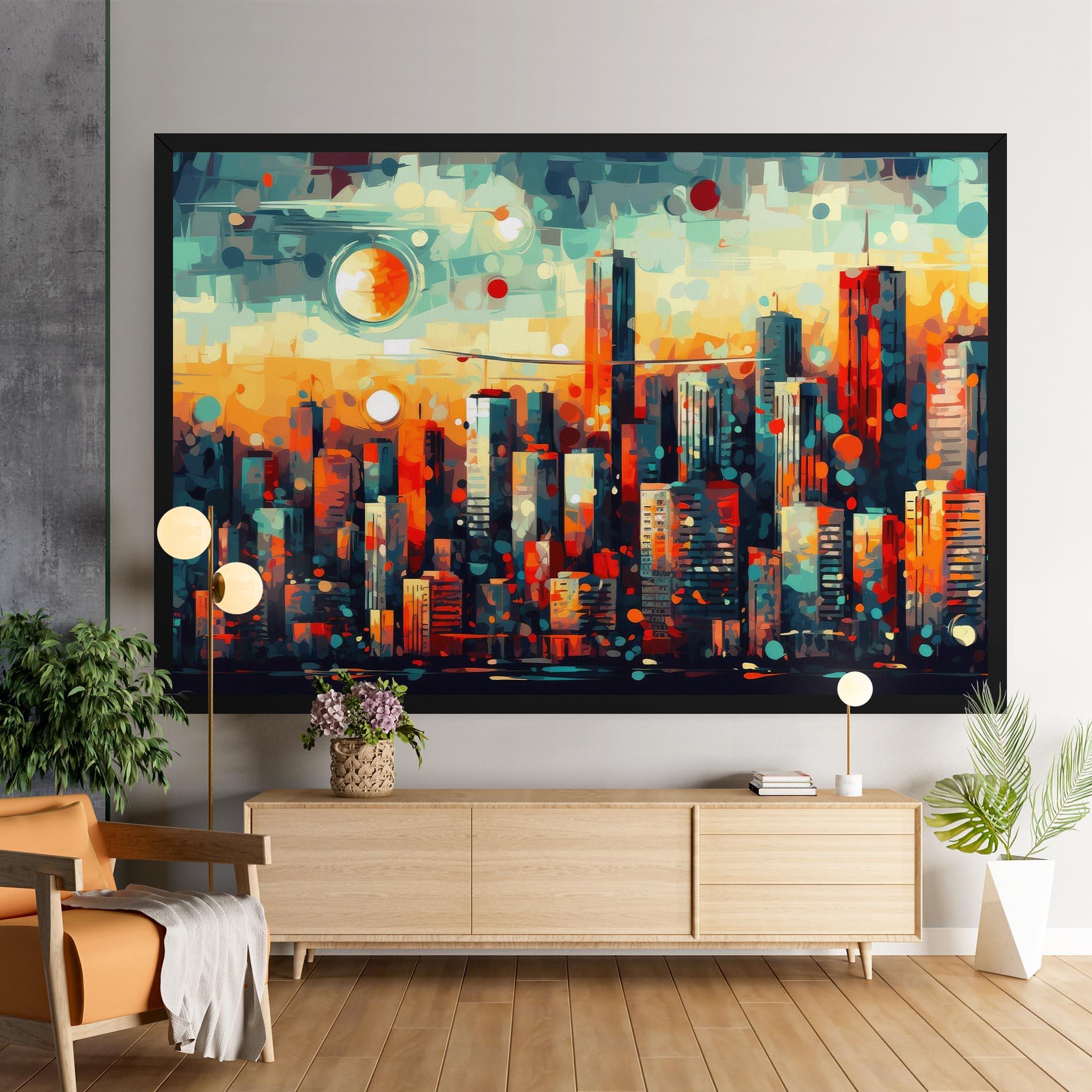 Leinwandbild Colorful City Painting mockup 9