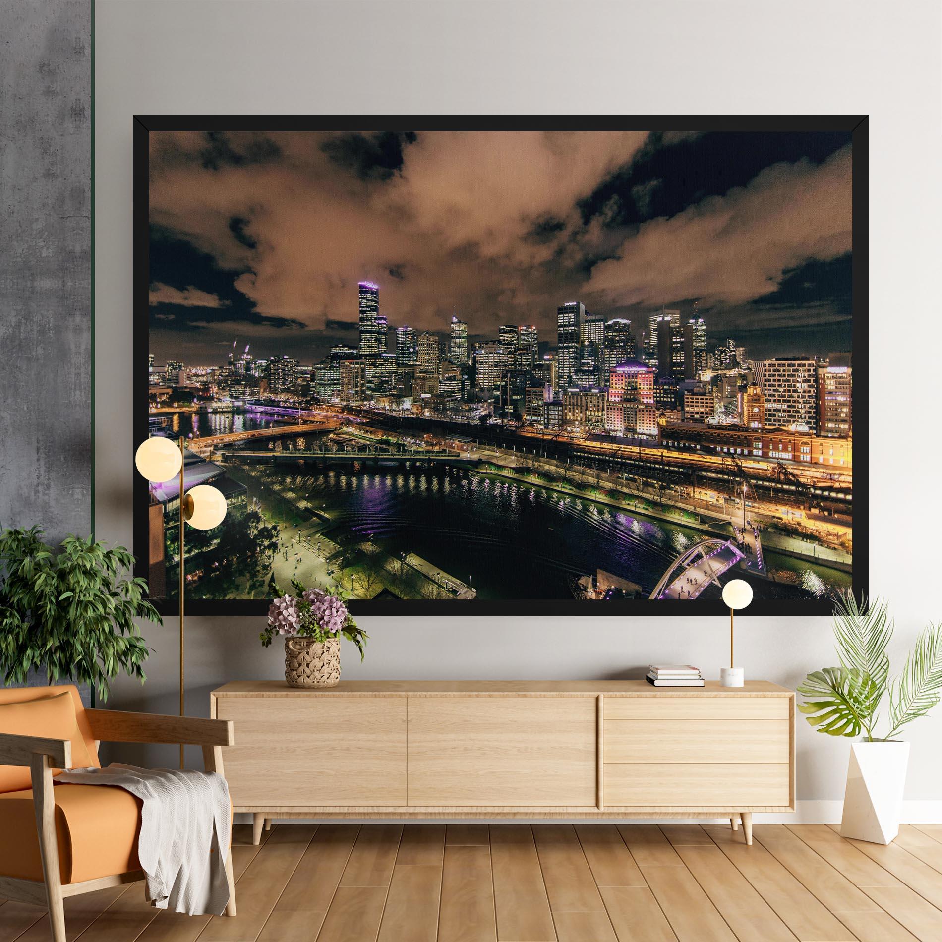 Leinwandbild Green Purple City mockup 9