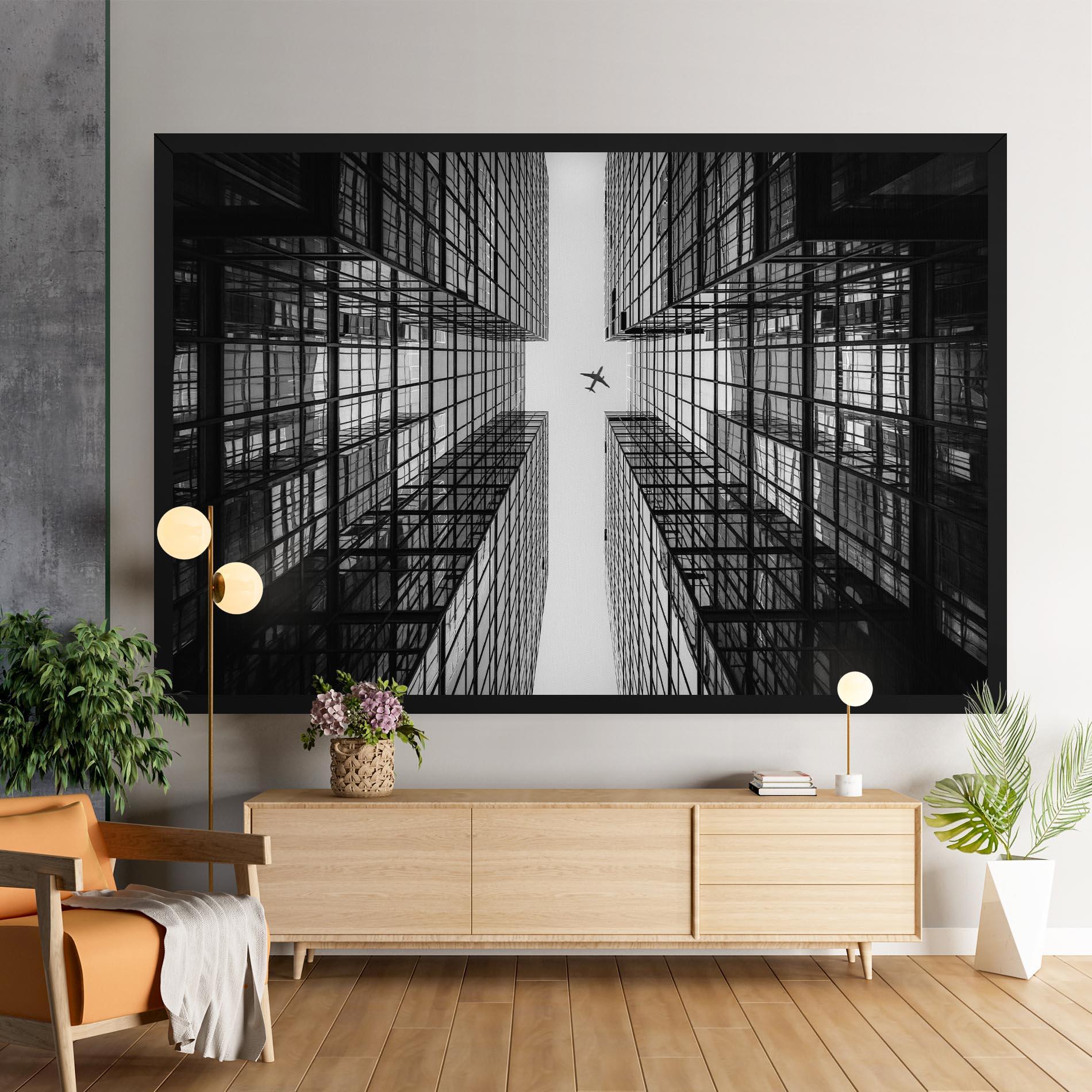 Leinwandbild Plane Grey Building mockup 9