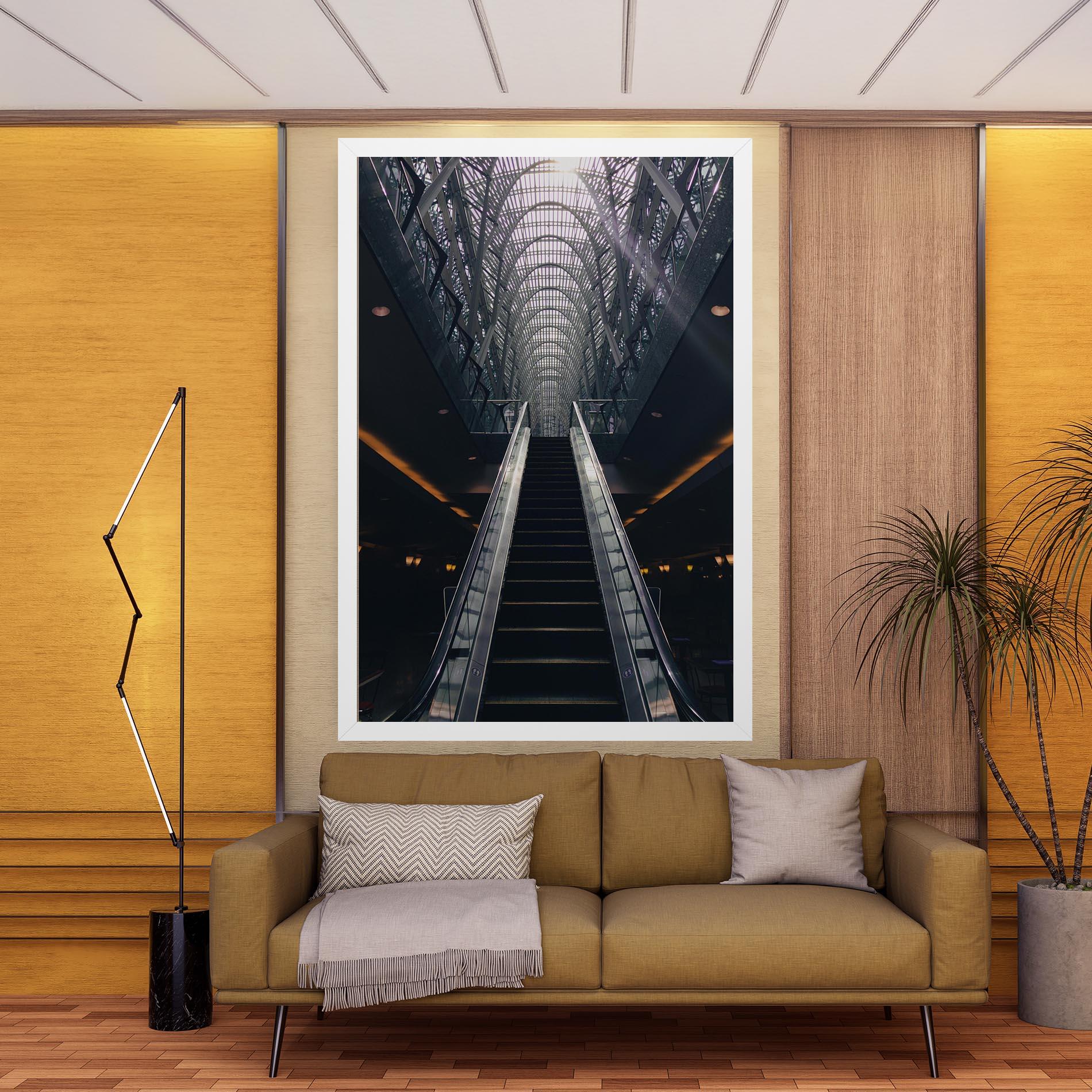 Leinwandbild Grey Stairs Building mockup 9