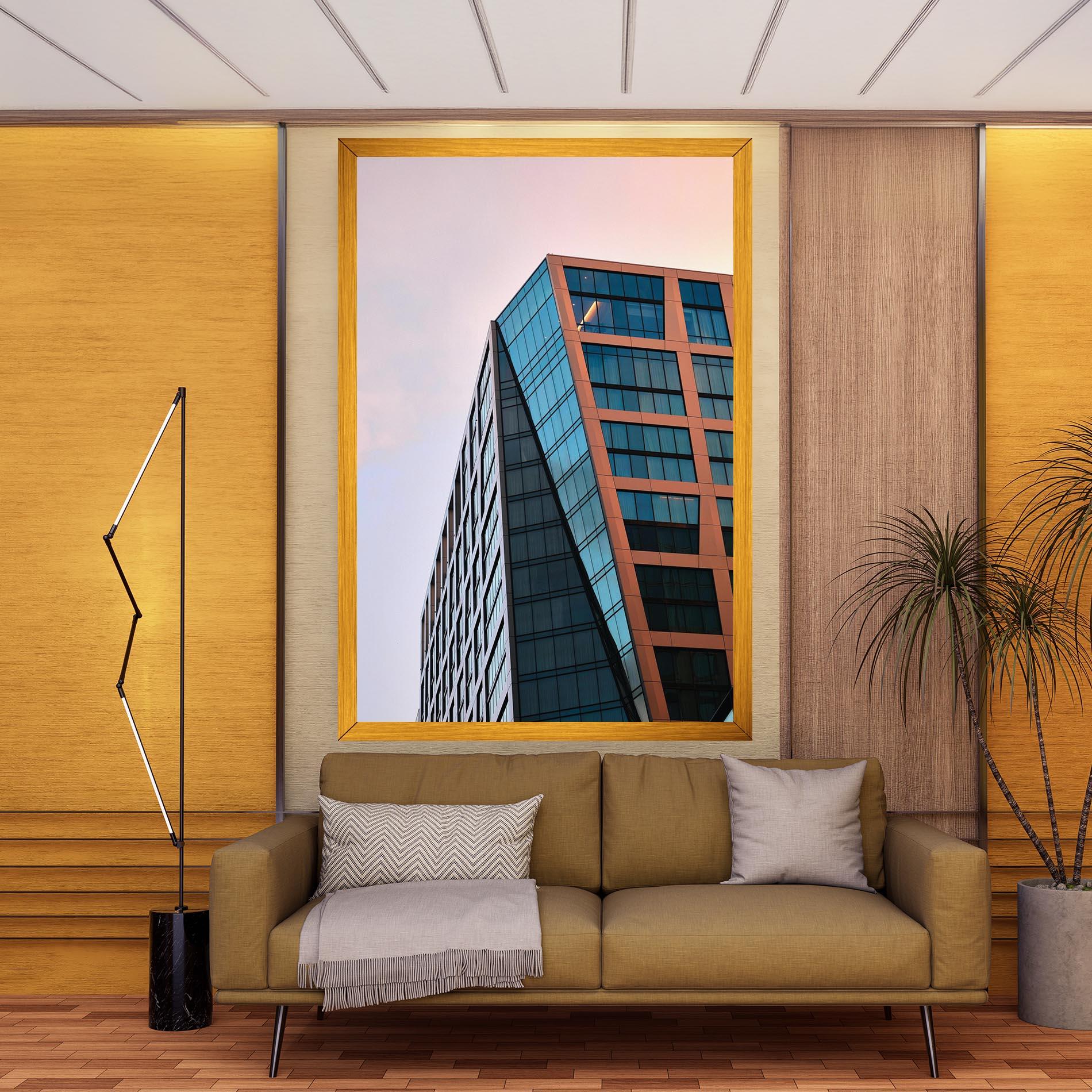 Leinwandbild Blue Glass Building mockup 9