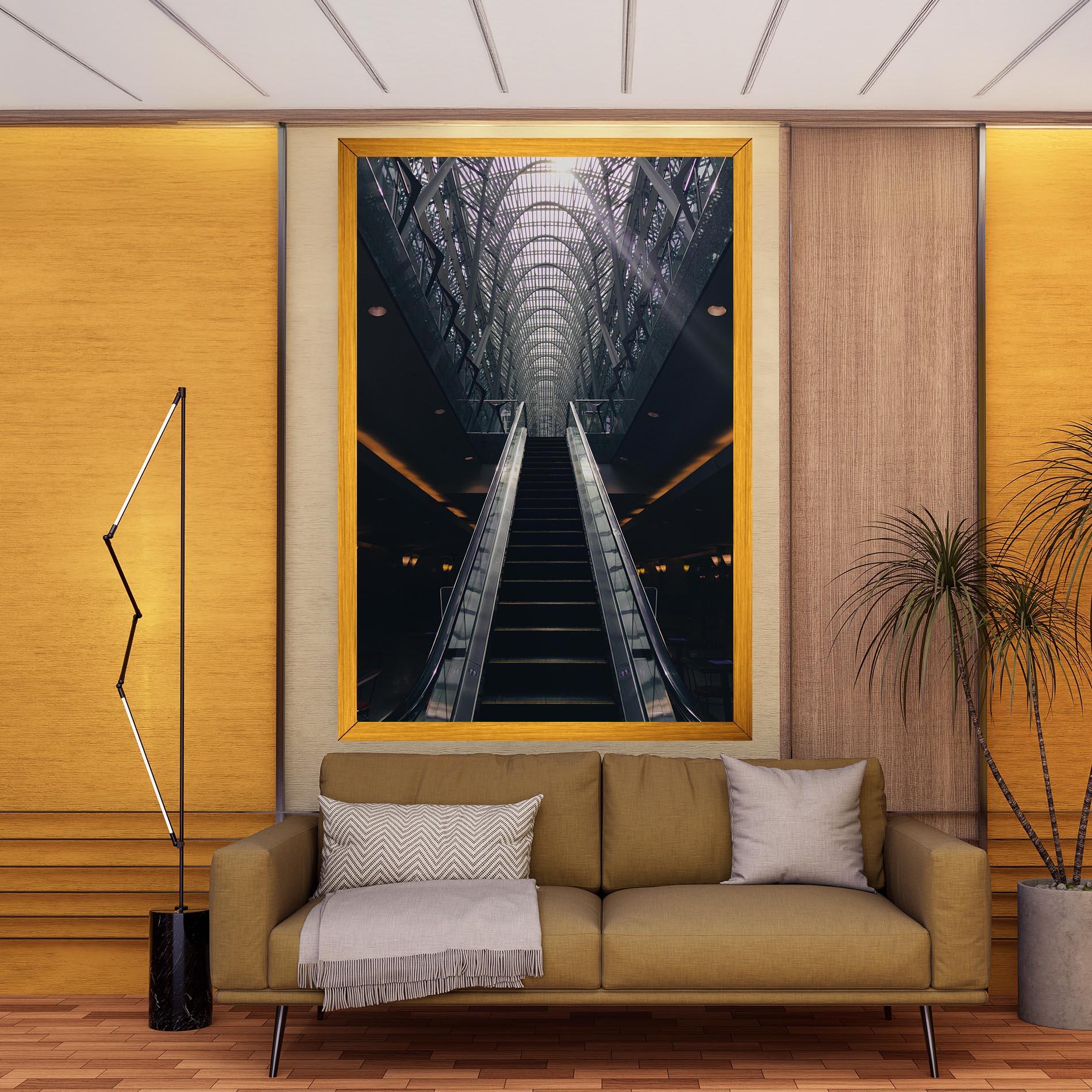 Leinwandbild Grey Stairs Building mockup 9