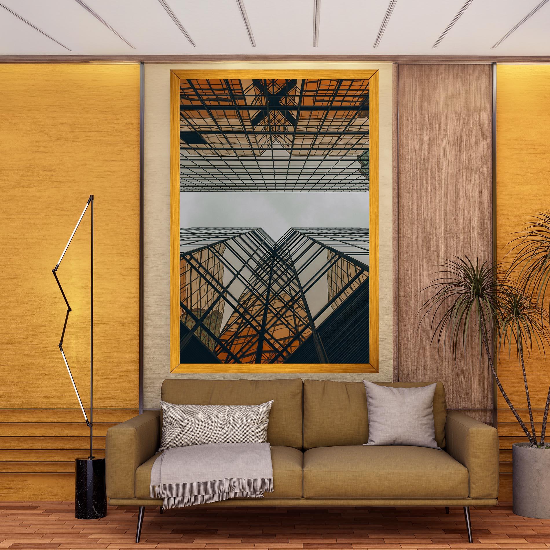 Leinwandbild Orange Glass Building mockup 9