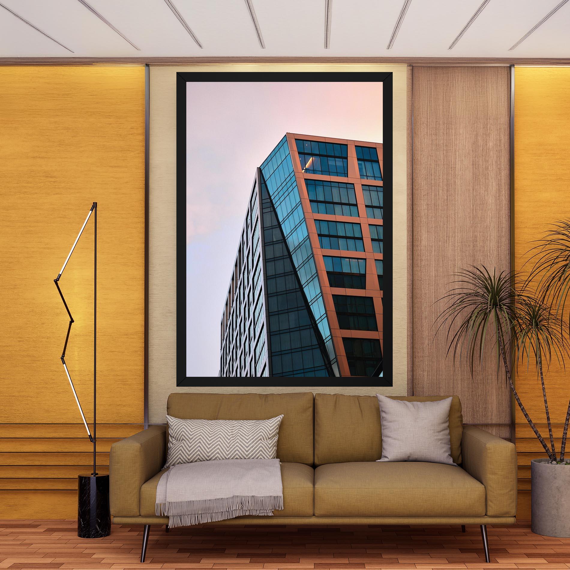 Leinwandbild Blue Glass Building mockup 9