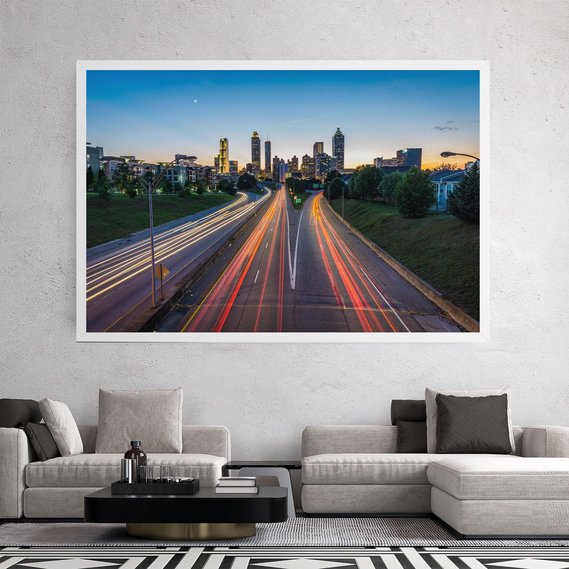 Leinwandbild Car Lights City mockup 2