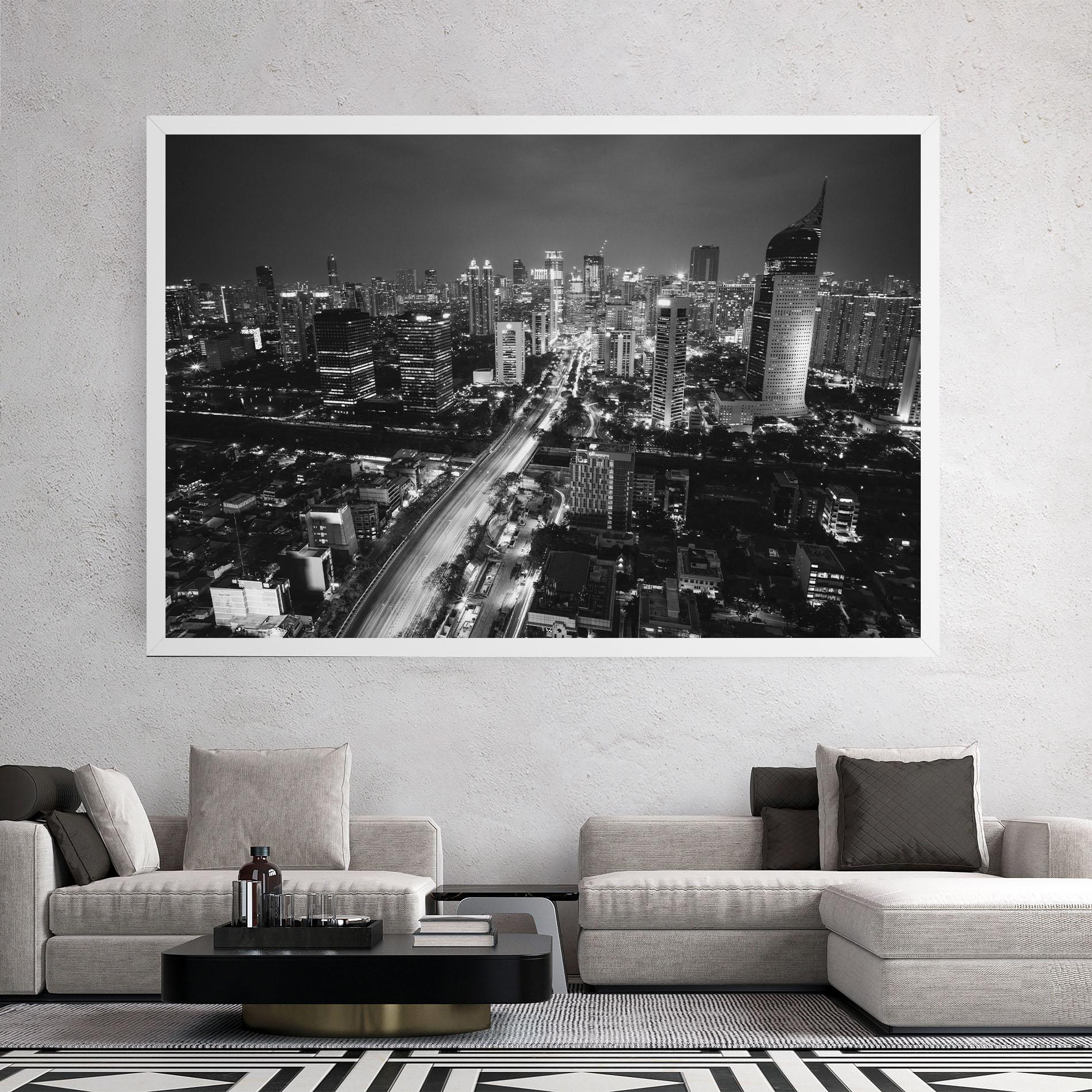 Leinwandbild Grey Lights City mockup 2