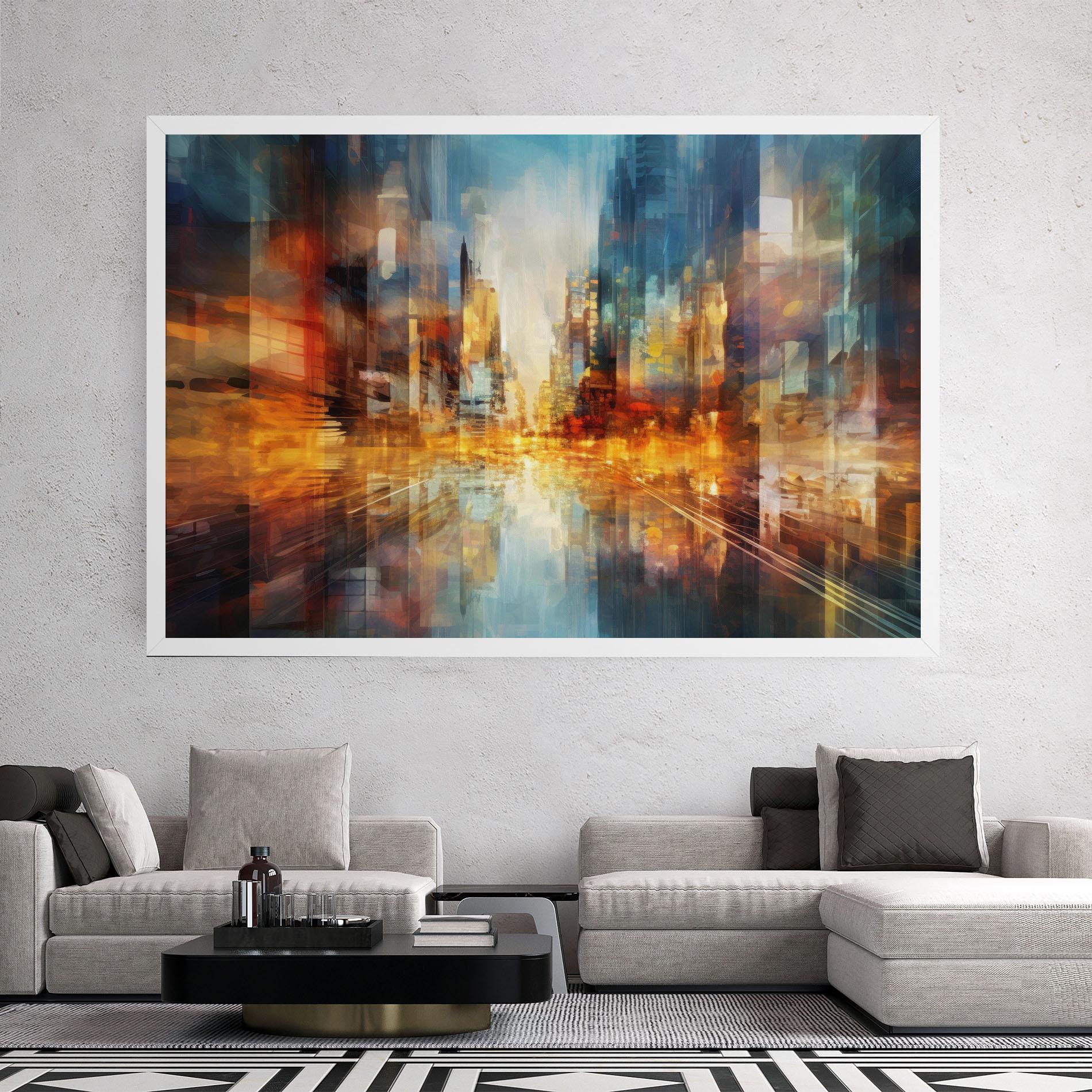 Leinwandbild Orange Lights City mockup 2