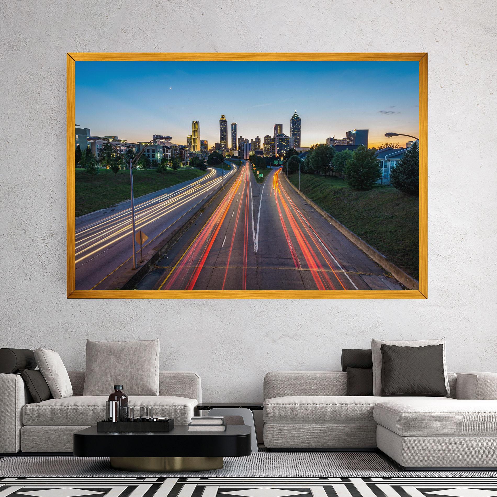 Leinwandbild Car Lights City mockup 2