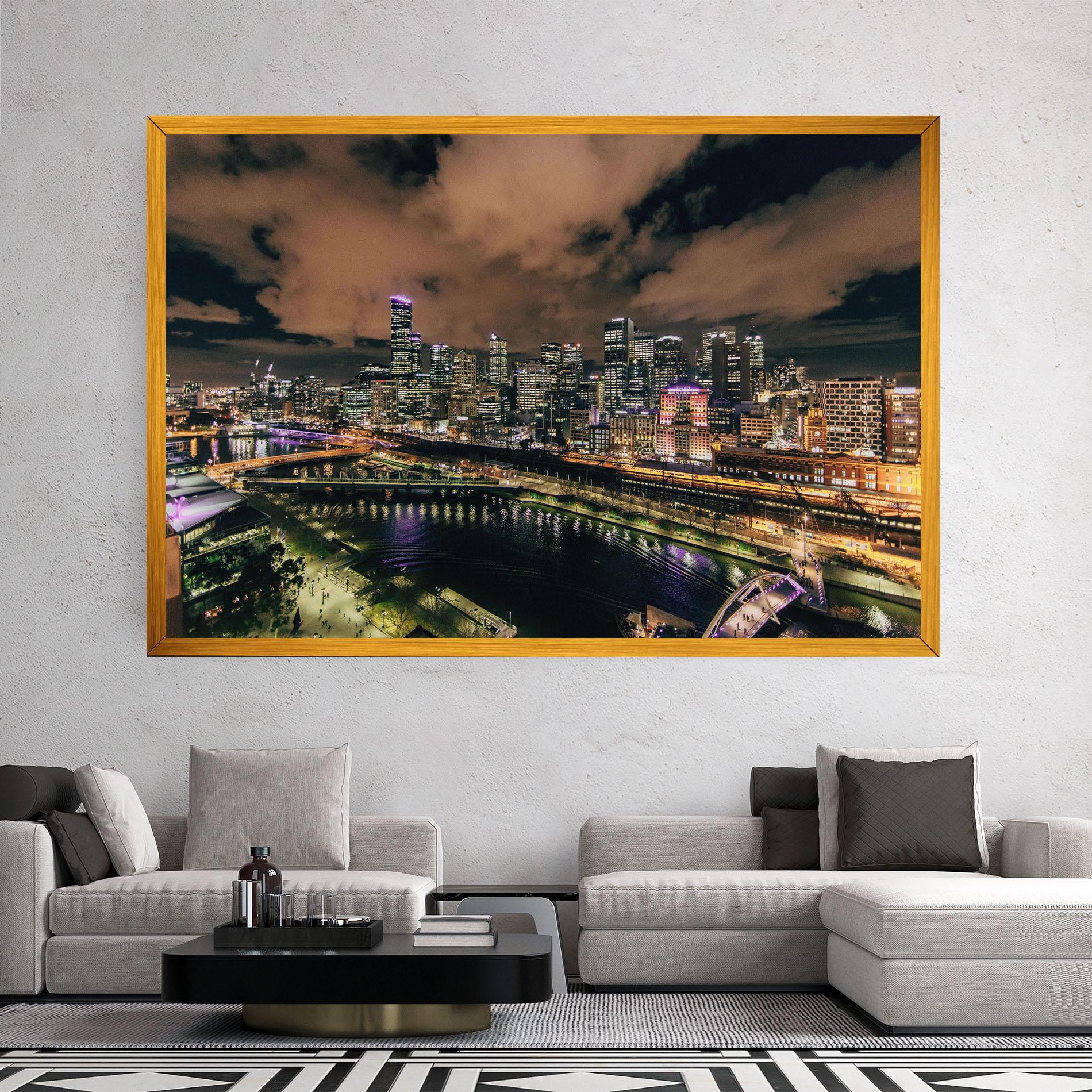 Leinwandbild Green Purple City mockup 2