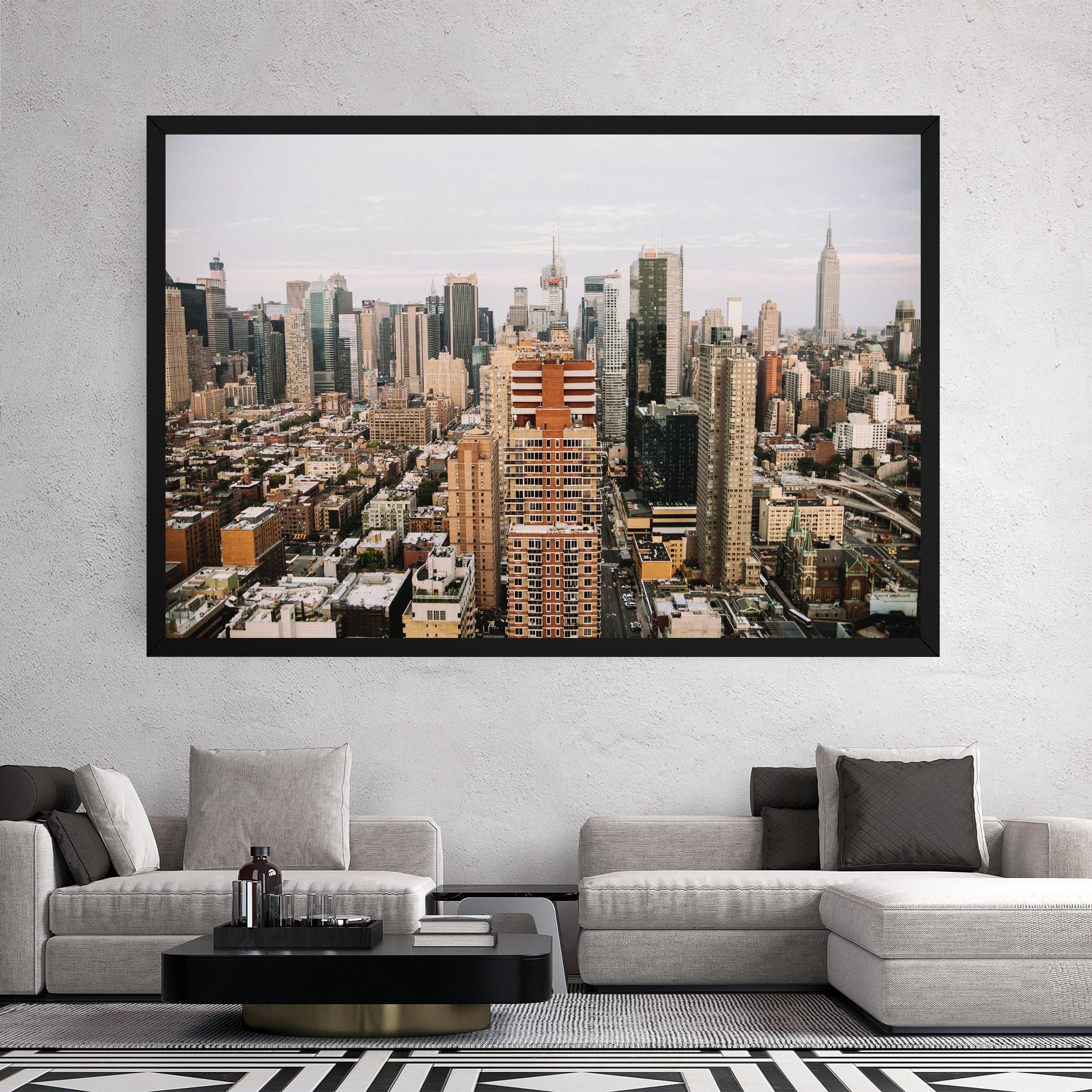 Leinwandbild Cream Orange Building mockup 2