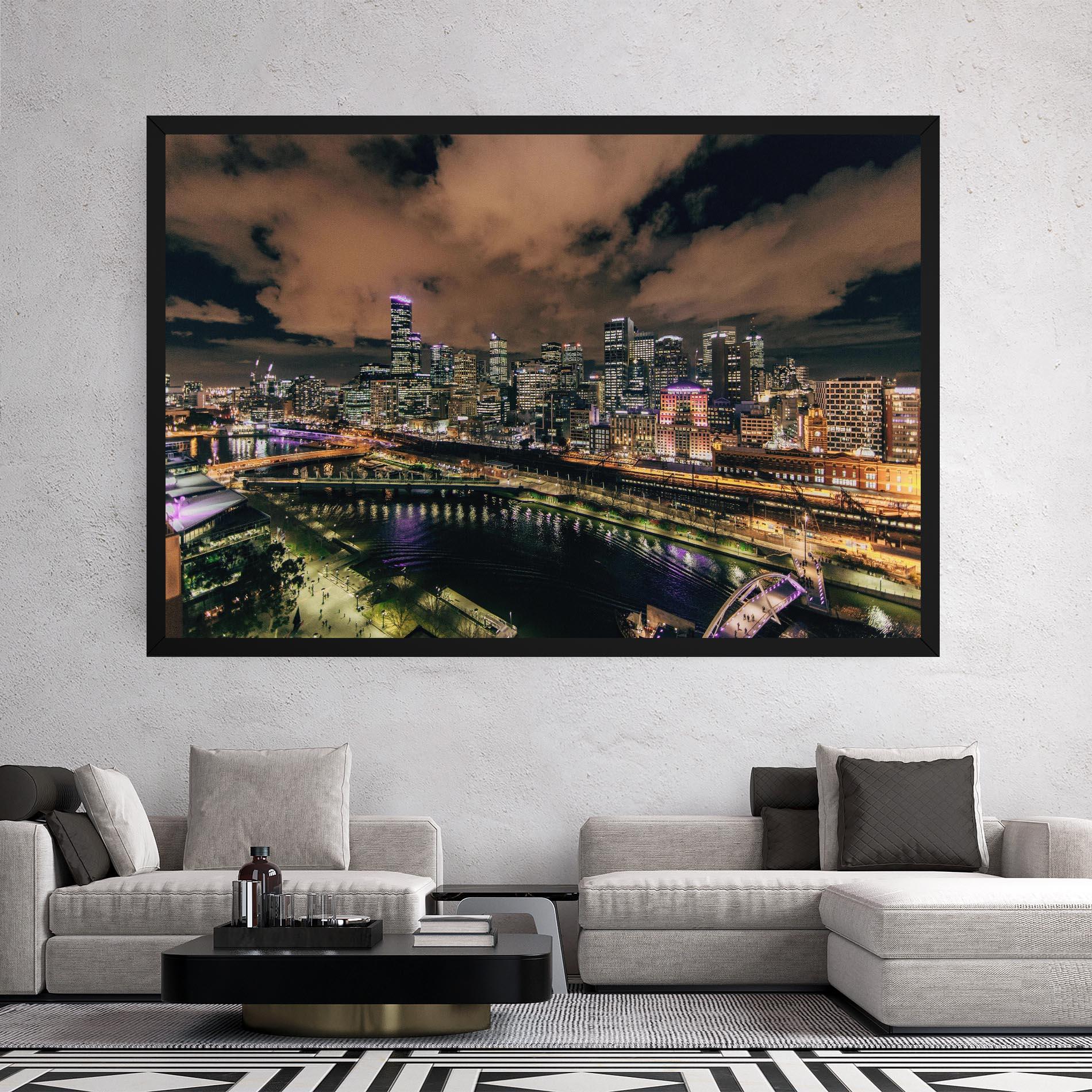 Leinwandbild Green Purple City mockup 2