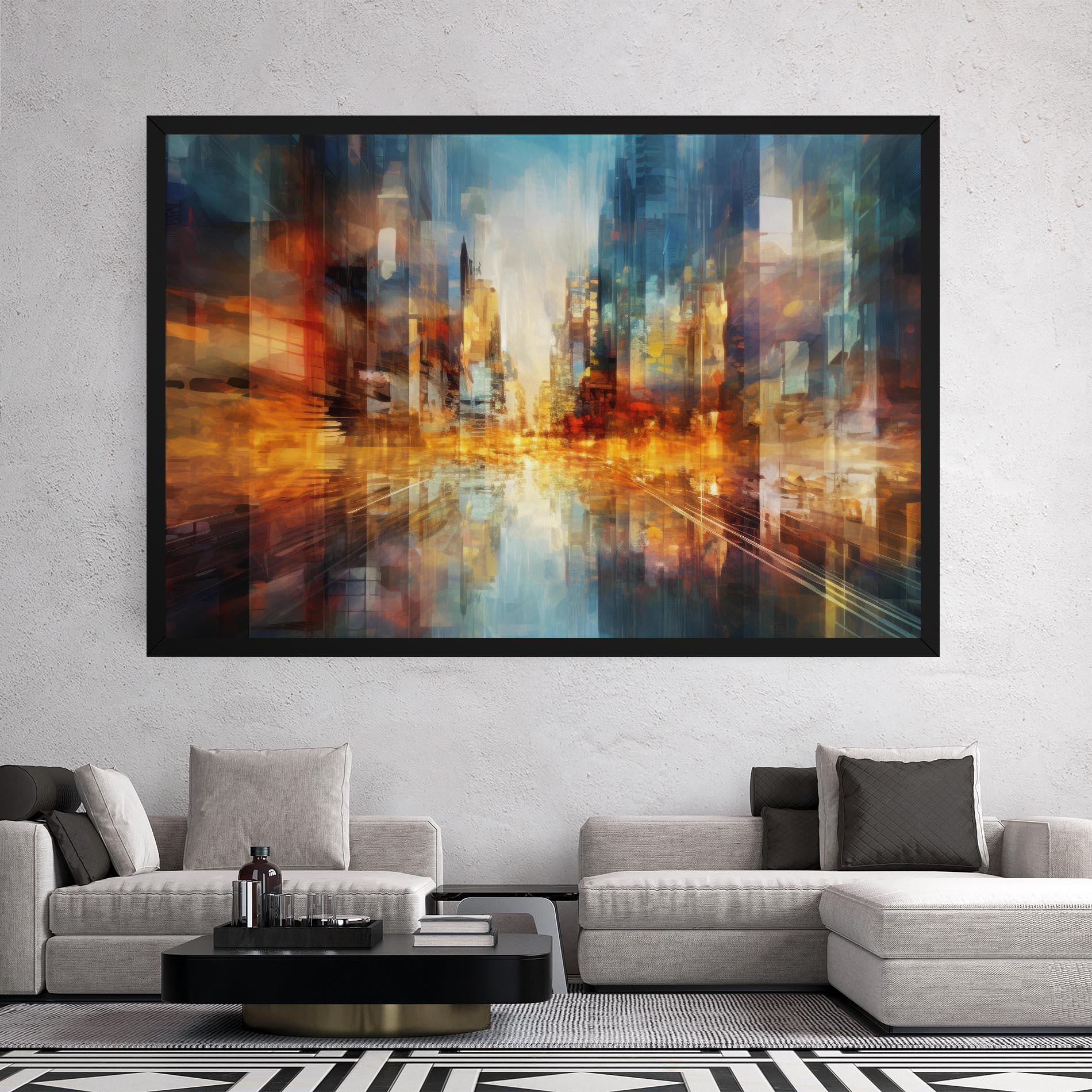 Leinwandbild Orange Lights City mockup 2