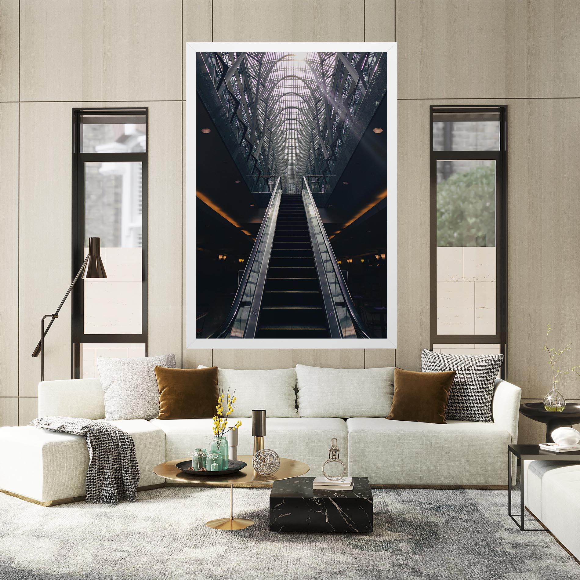 Leinwandbild Grey Stairs Building mockup 2