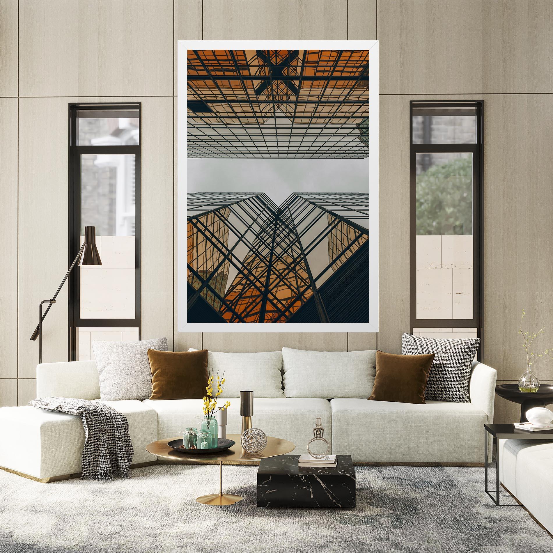 Leinwandbild Orange Glass Building mockup 2