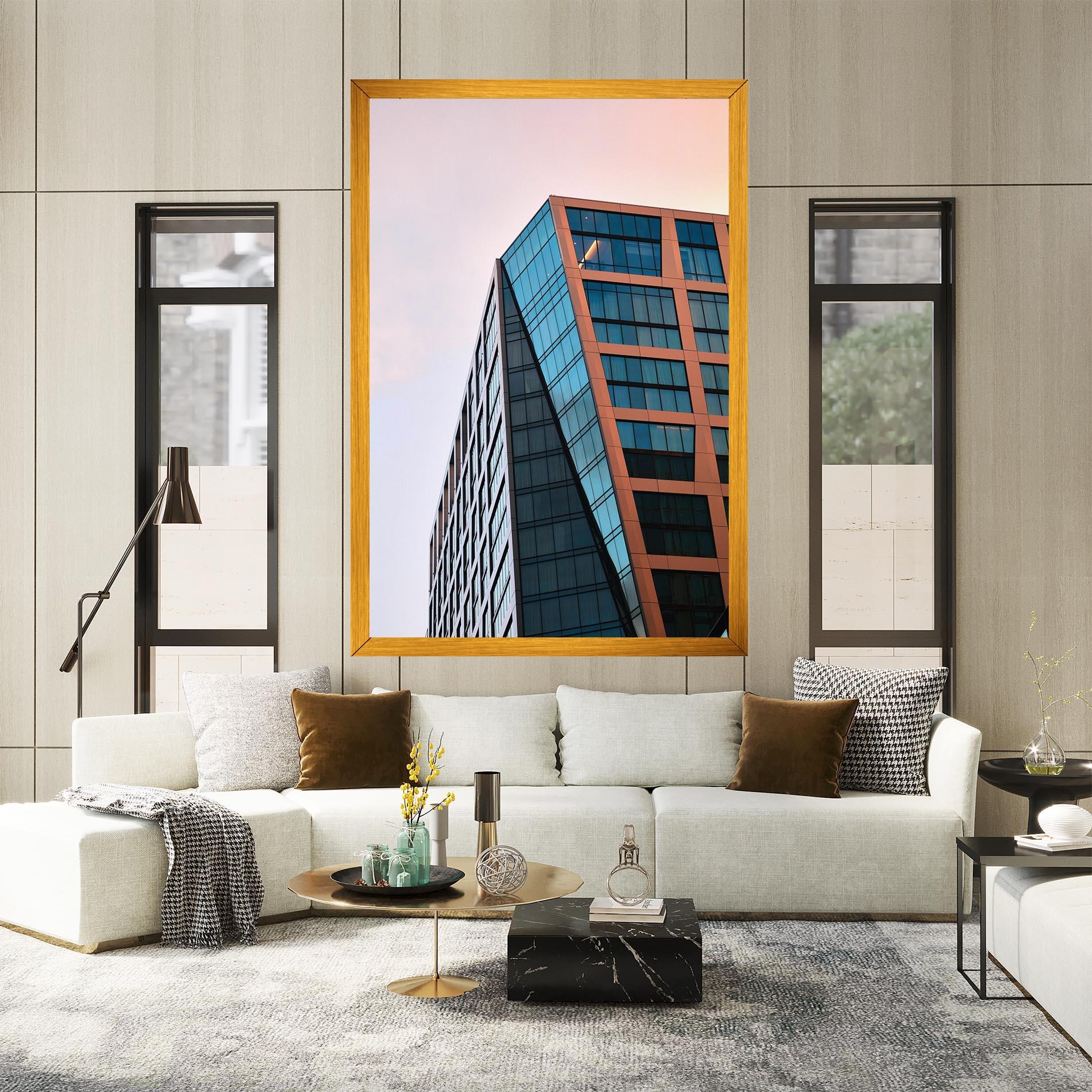 Leinwandbild Blue Glass Building mockup 2