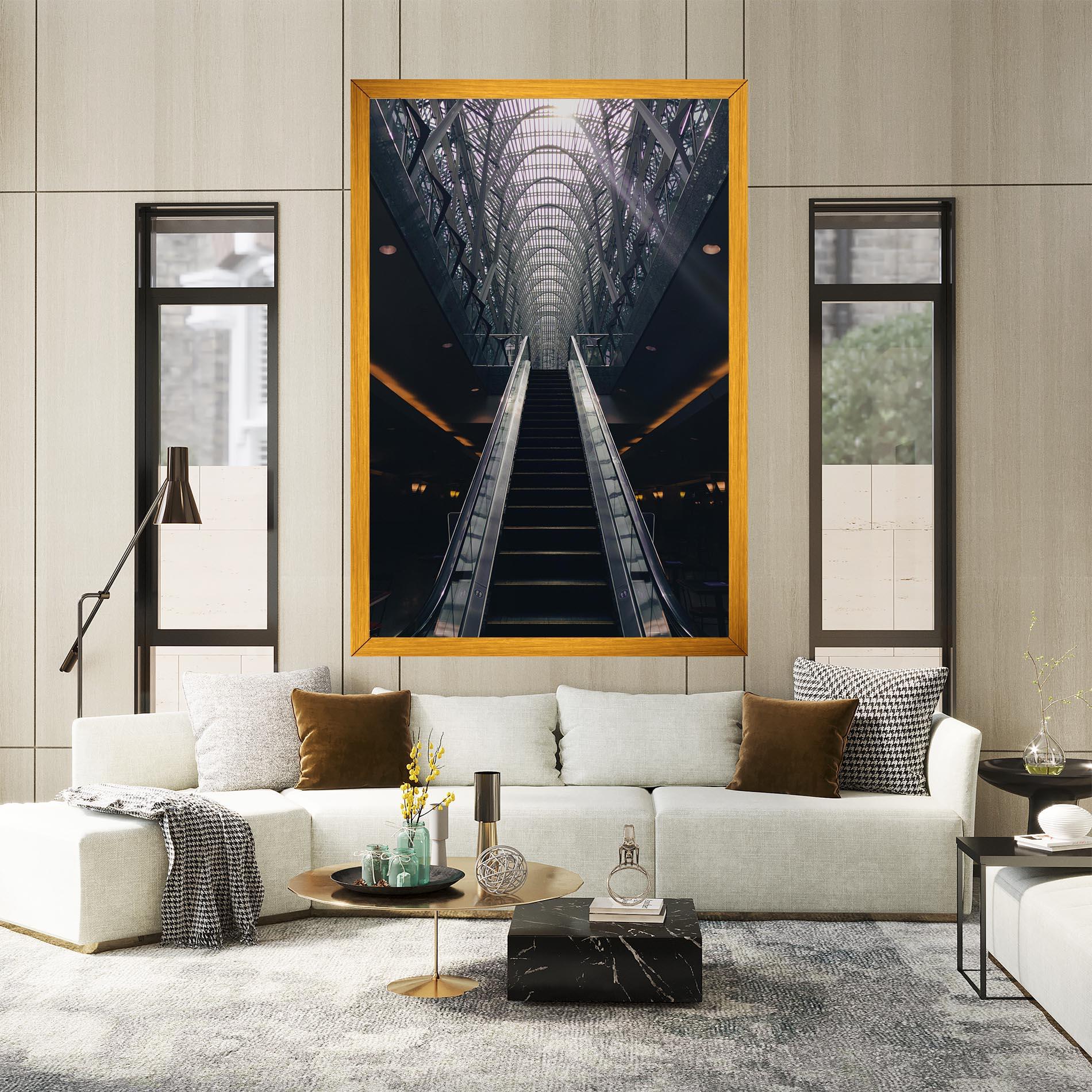 Leinwandbild Grey Stairs Building mockup 2