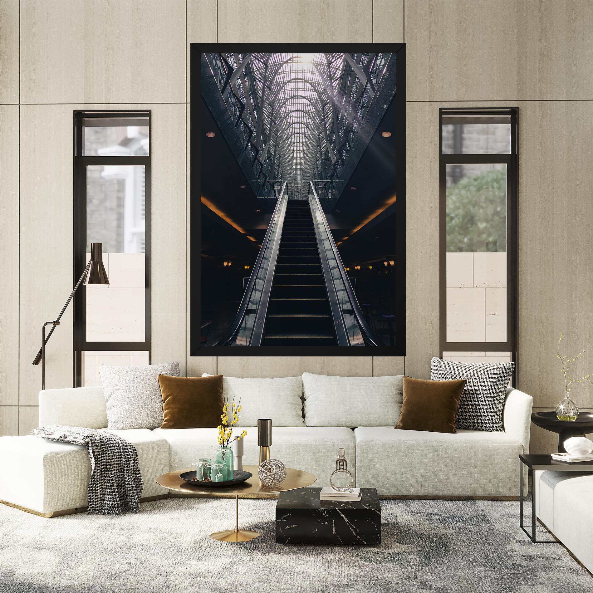 Leinwandbild Grey Stairs Building mockup 2