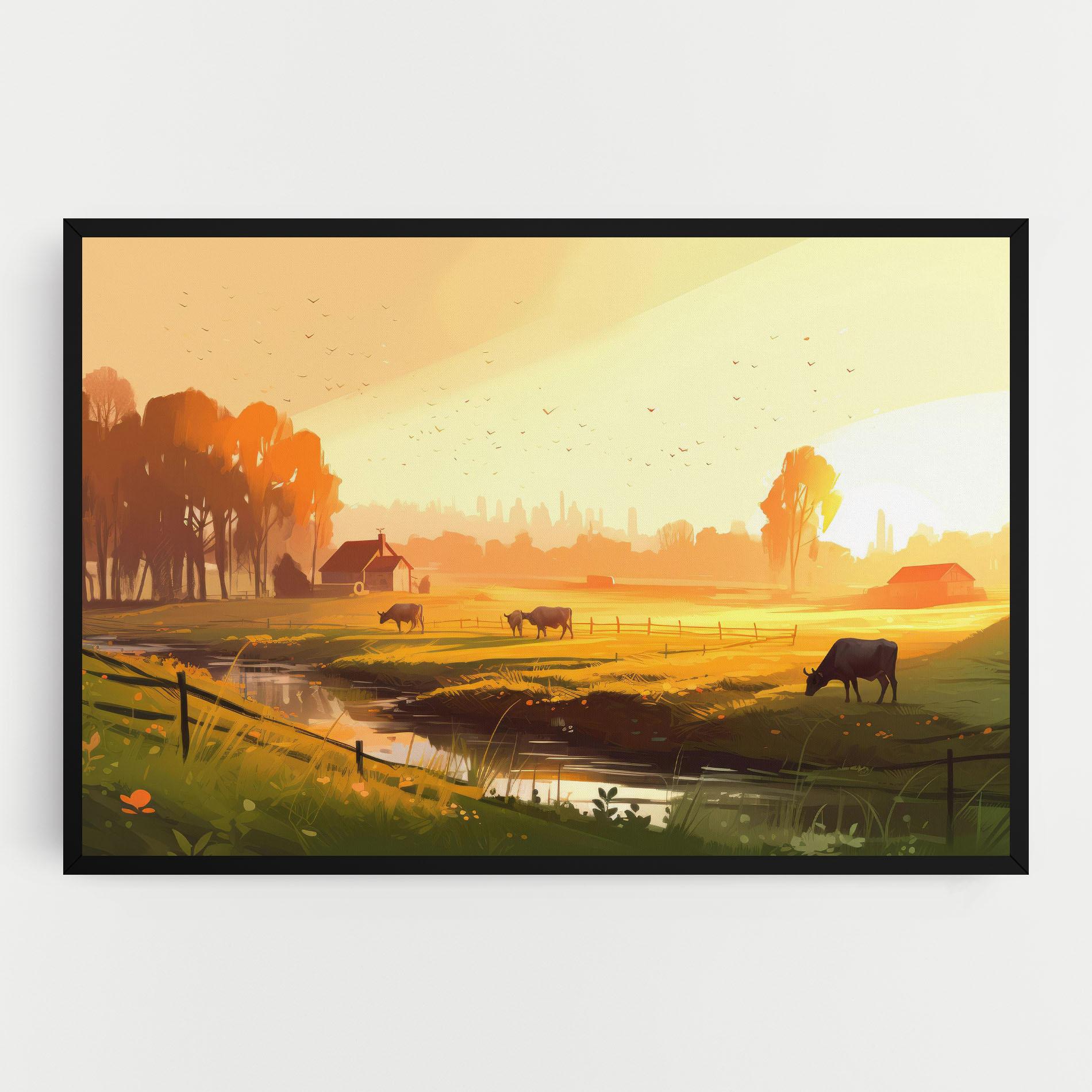Leinwandbild Sunlight Cows mockup 0
