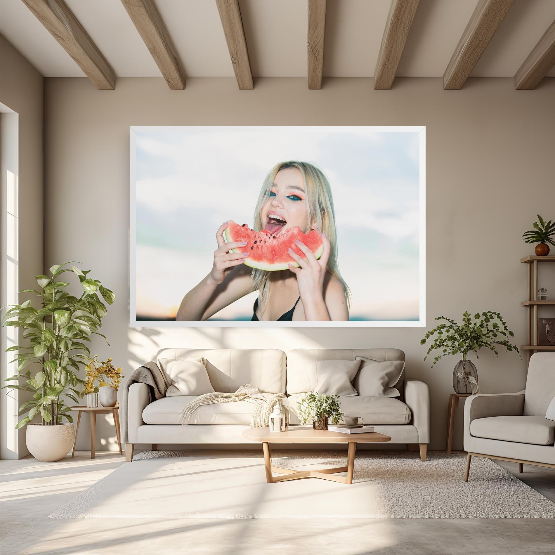 Leinwandbild Eating Watermelon mockup 6