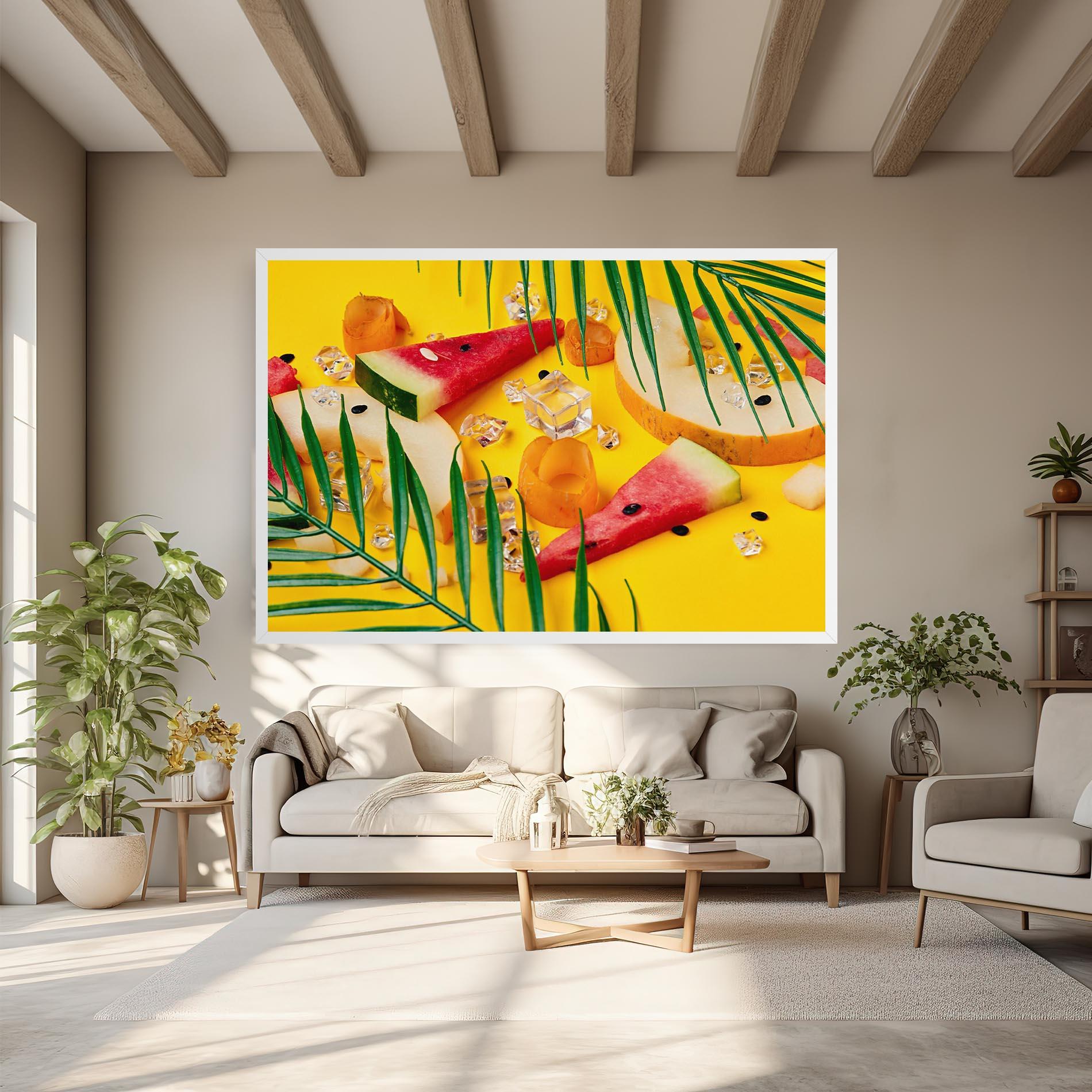 Leinwandbild Ice Cubes Fruits mockup 6