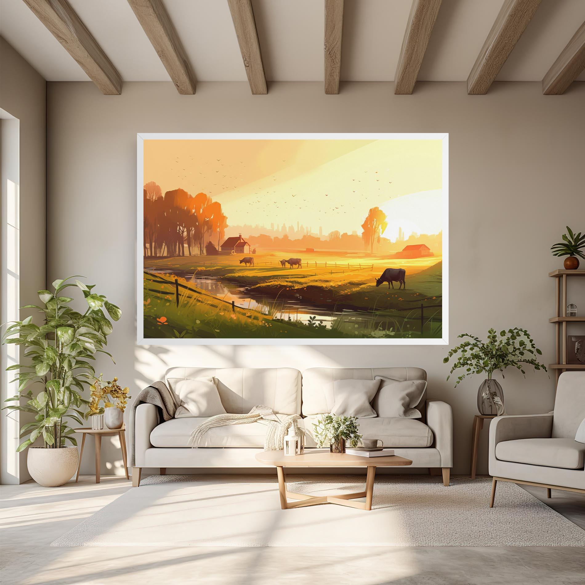 Leinwandbild Sunlight Cows mockup 6