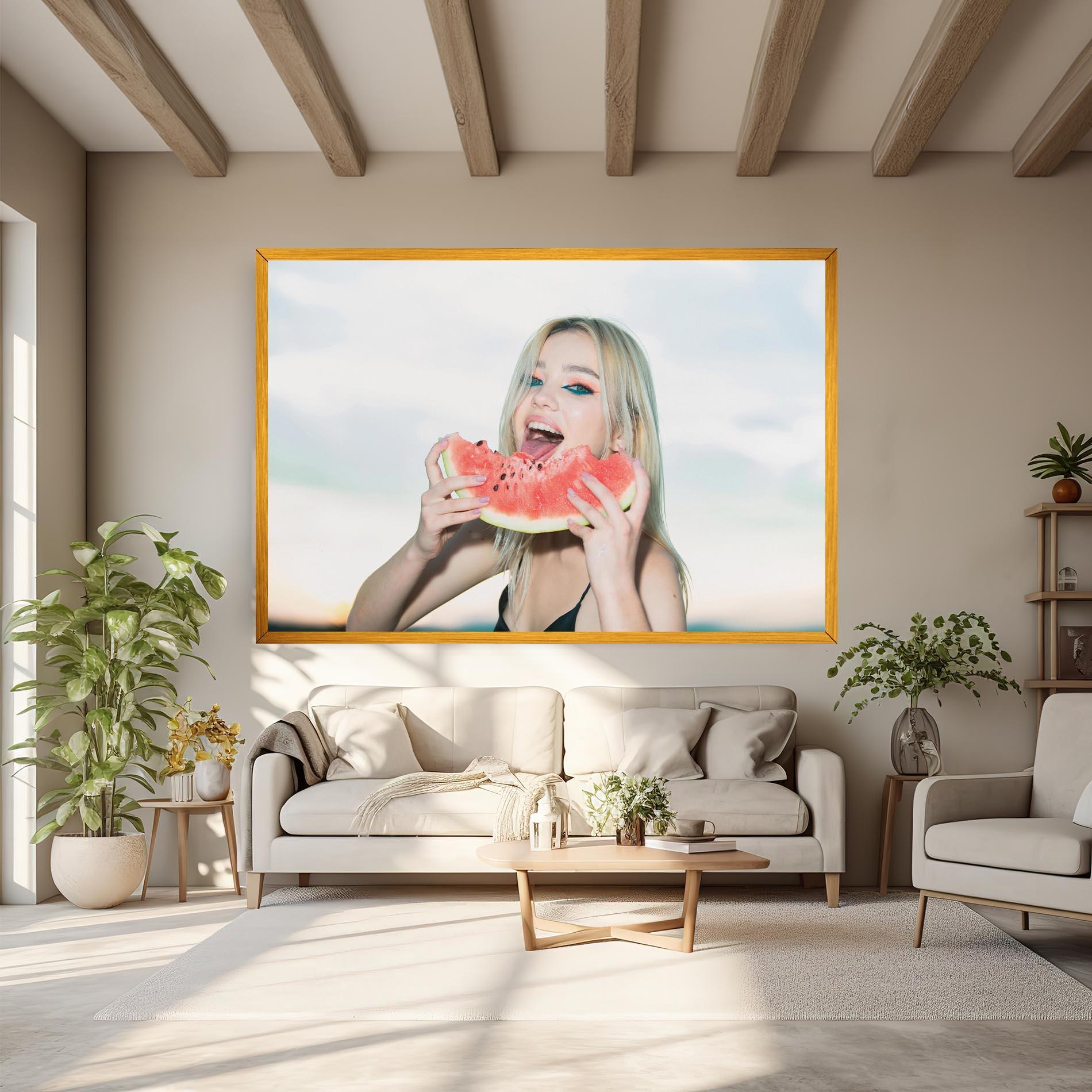Leinwandbild Eating Watermelon mockup 6