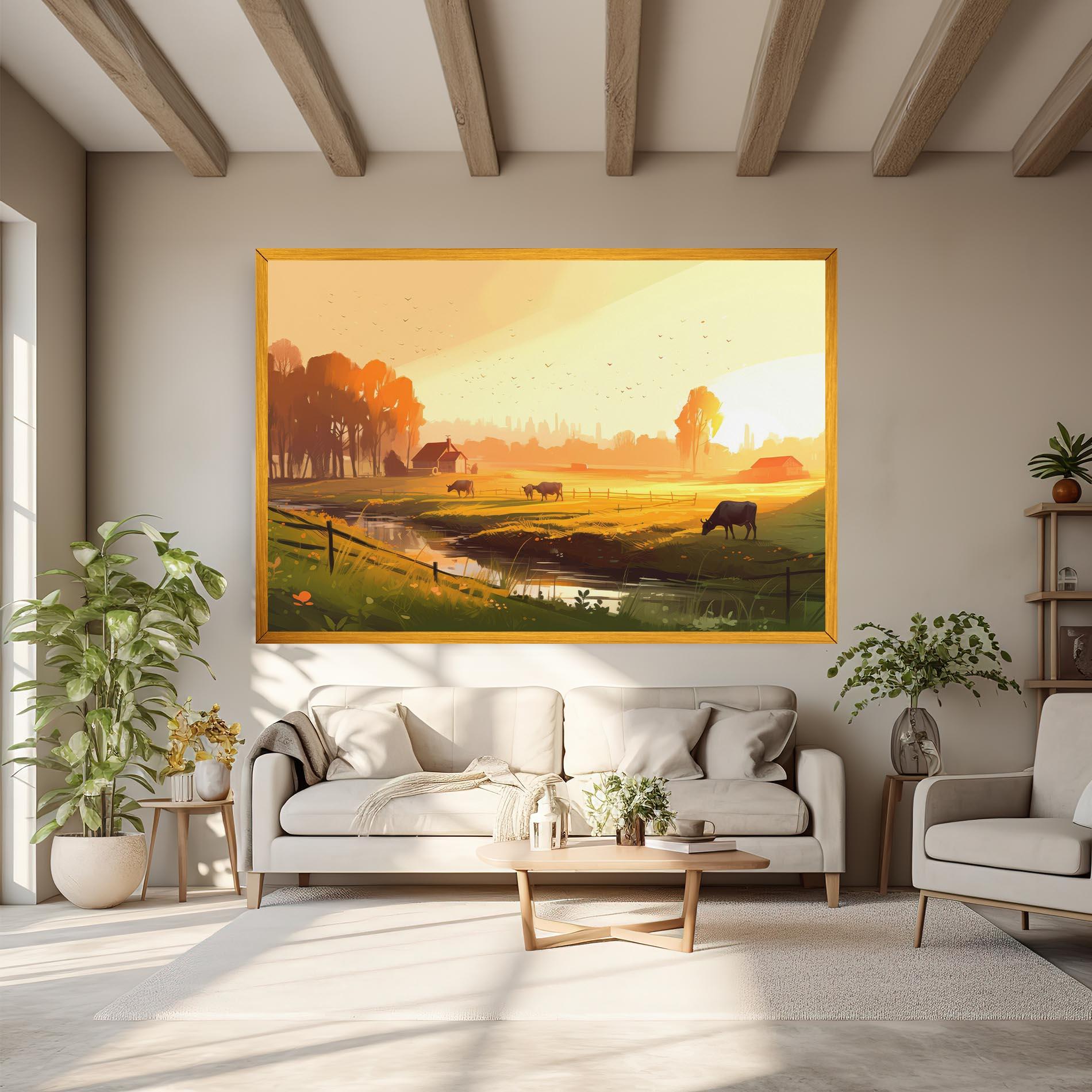 Leinwandbild Sunlight Cows mockup 6