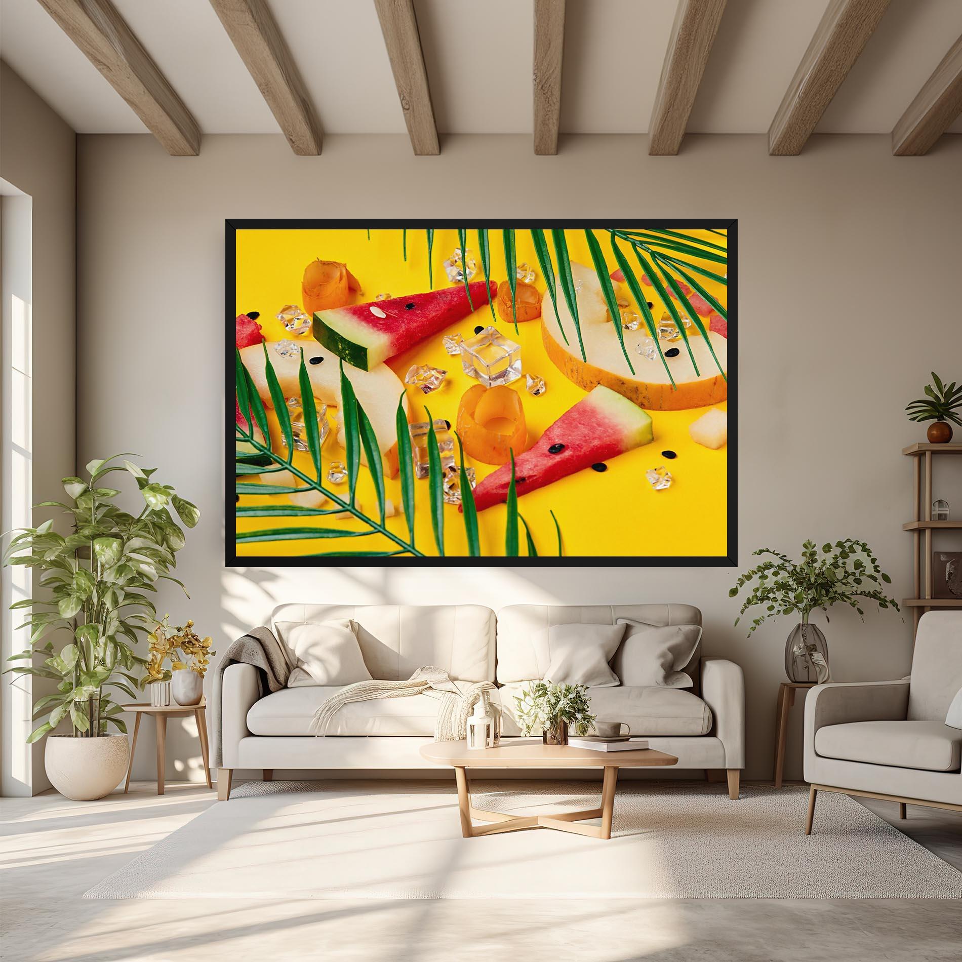 Leinwandbild Ice Cubes Fruits mockup 6