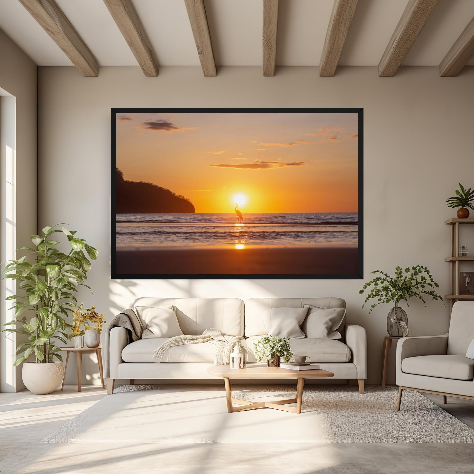 Leinwandbild Sunset Bird Silhouette mockup 6