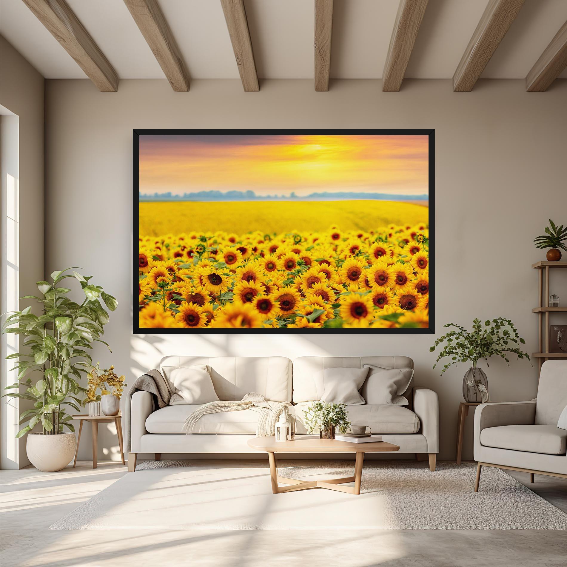 Leinwandbild Yellow Sunflowers mockup 6