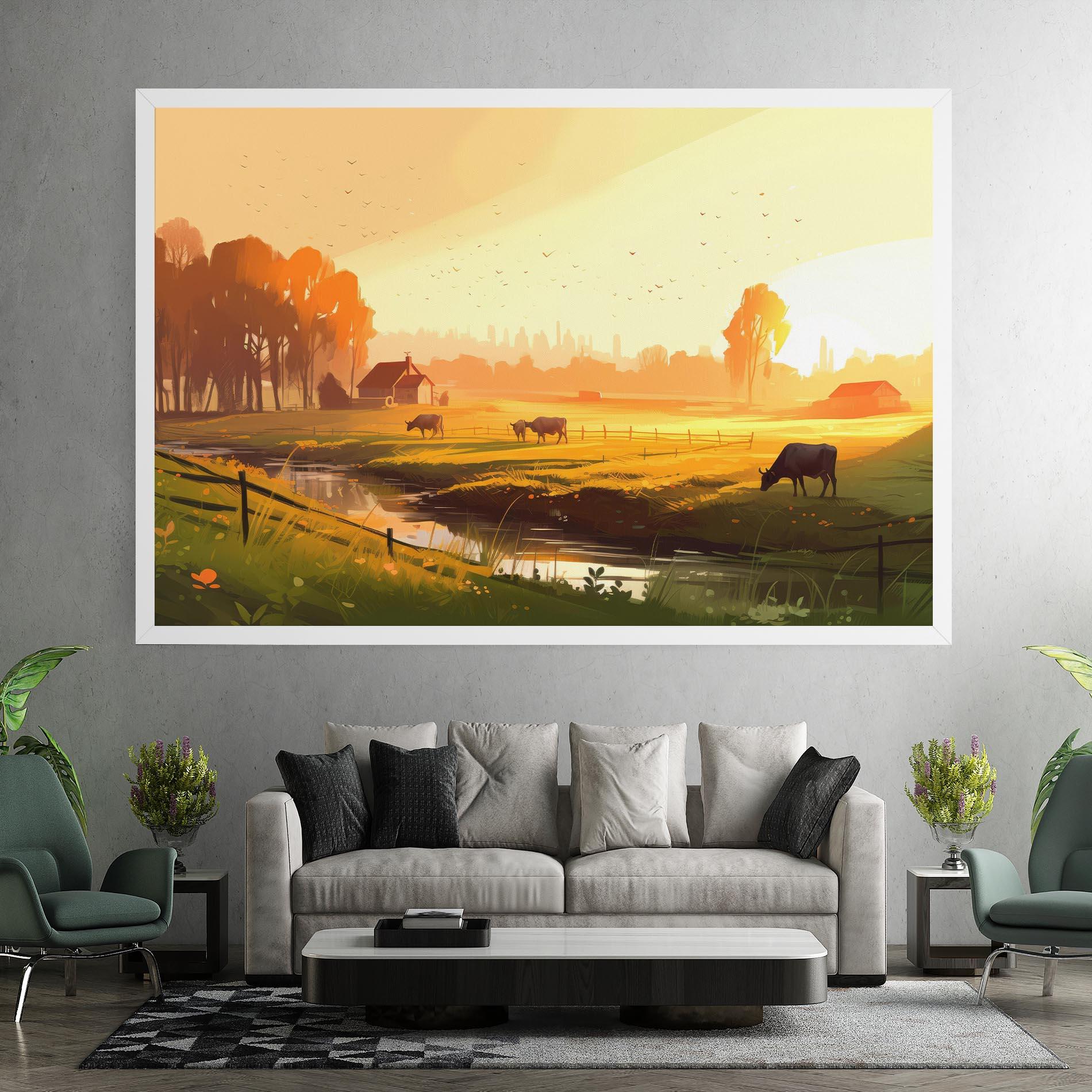 Leinwandbild Sunlight Cows mockup 7