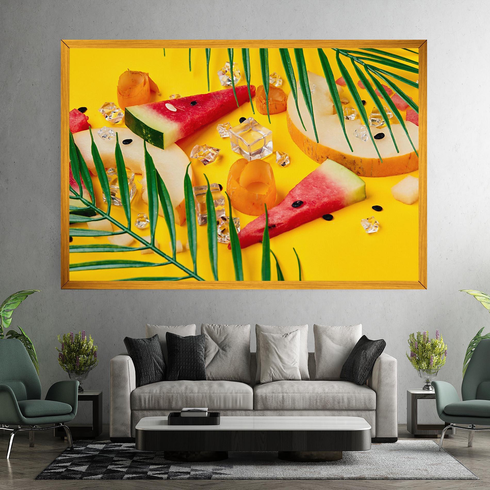 Leinwandbild Ice Cubes Fruits mockup 7