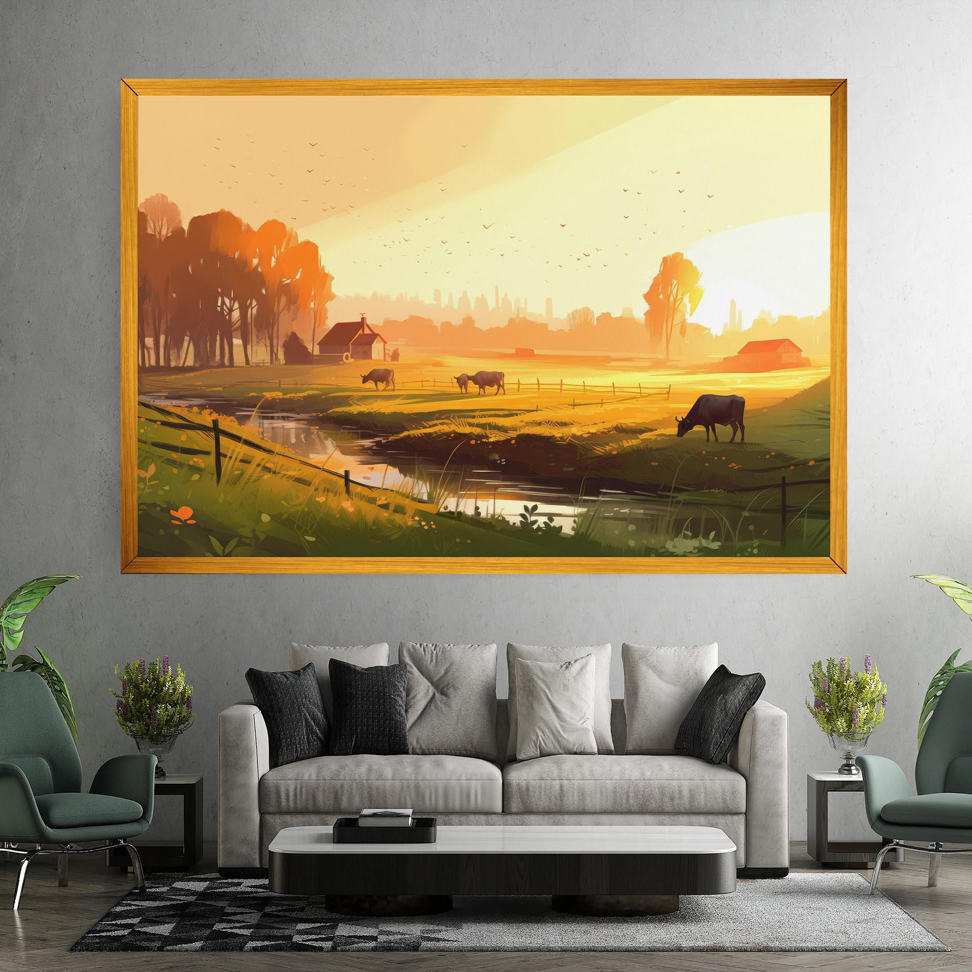 Leinwandbild Sunlight Cows mockup 7