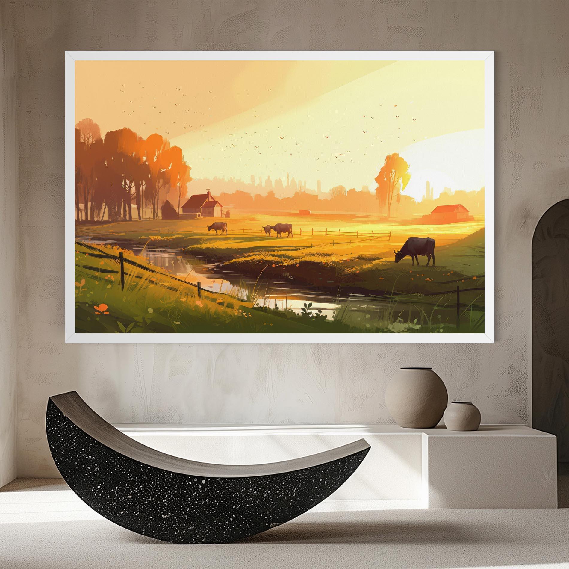 Leinwandbild Sunlight Cows mockup 8