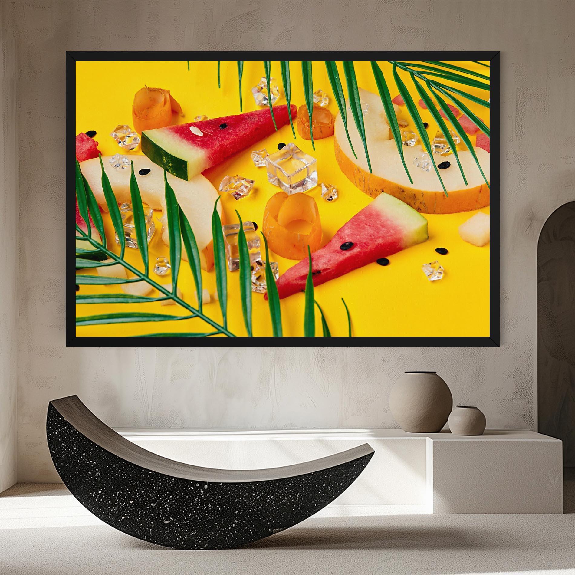 Leinwandbild Ice Cubes Fruits mockup 8