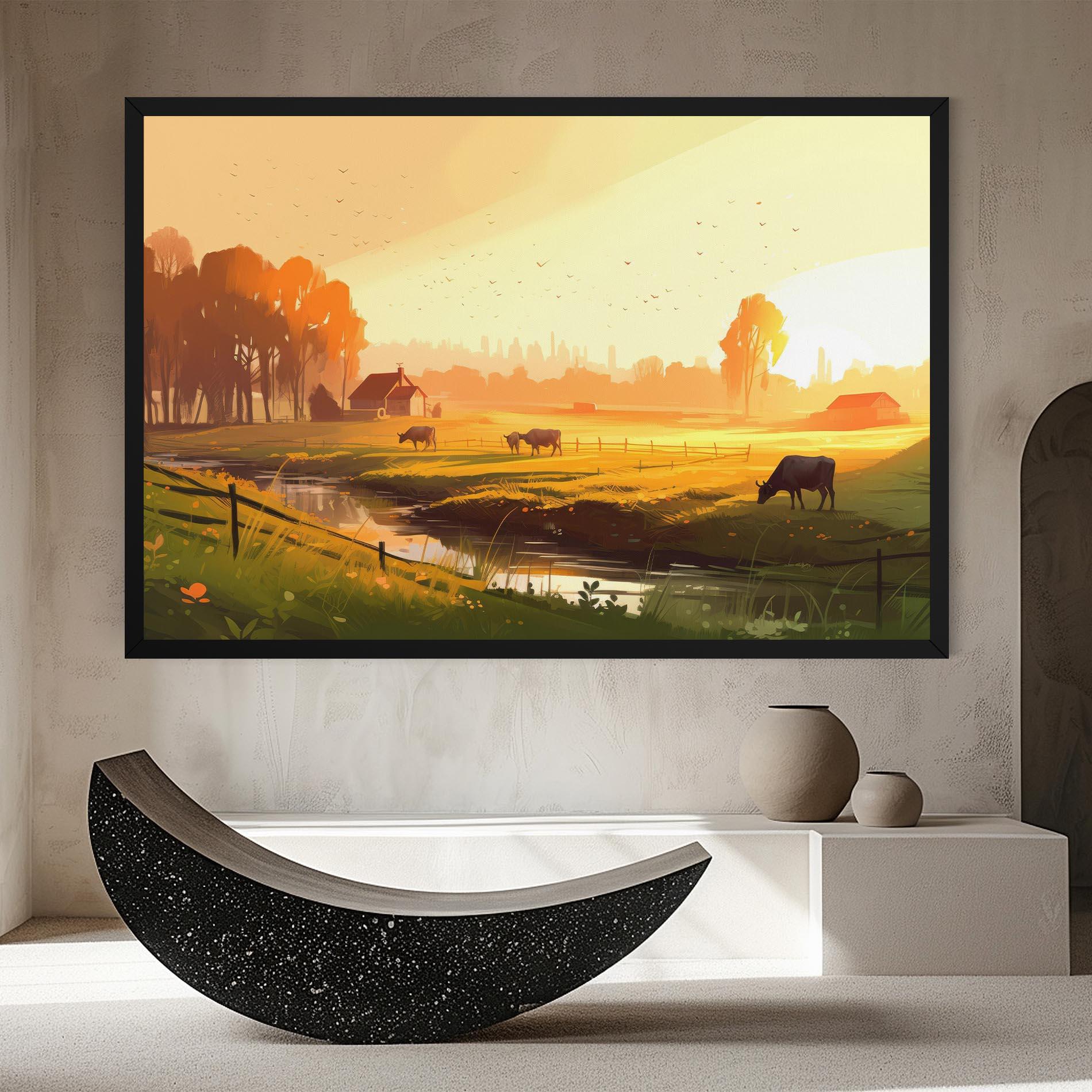 Leinwandbild Sunlight Cows mockup 8