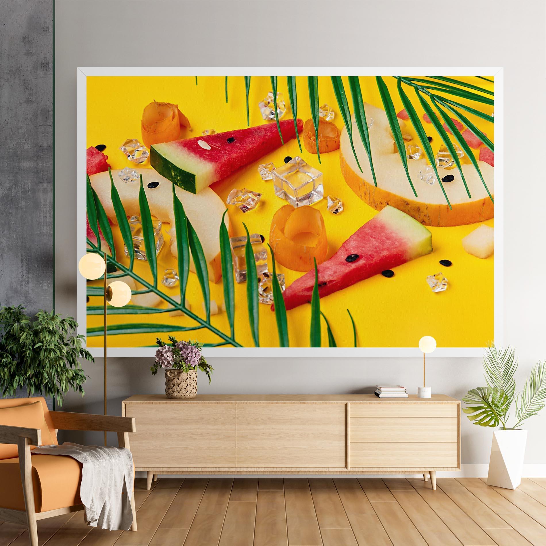 Leinwandbild Ice Cubes Fruits mockup 9
