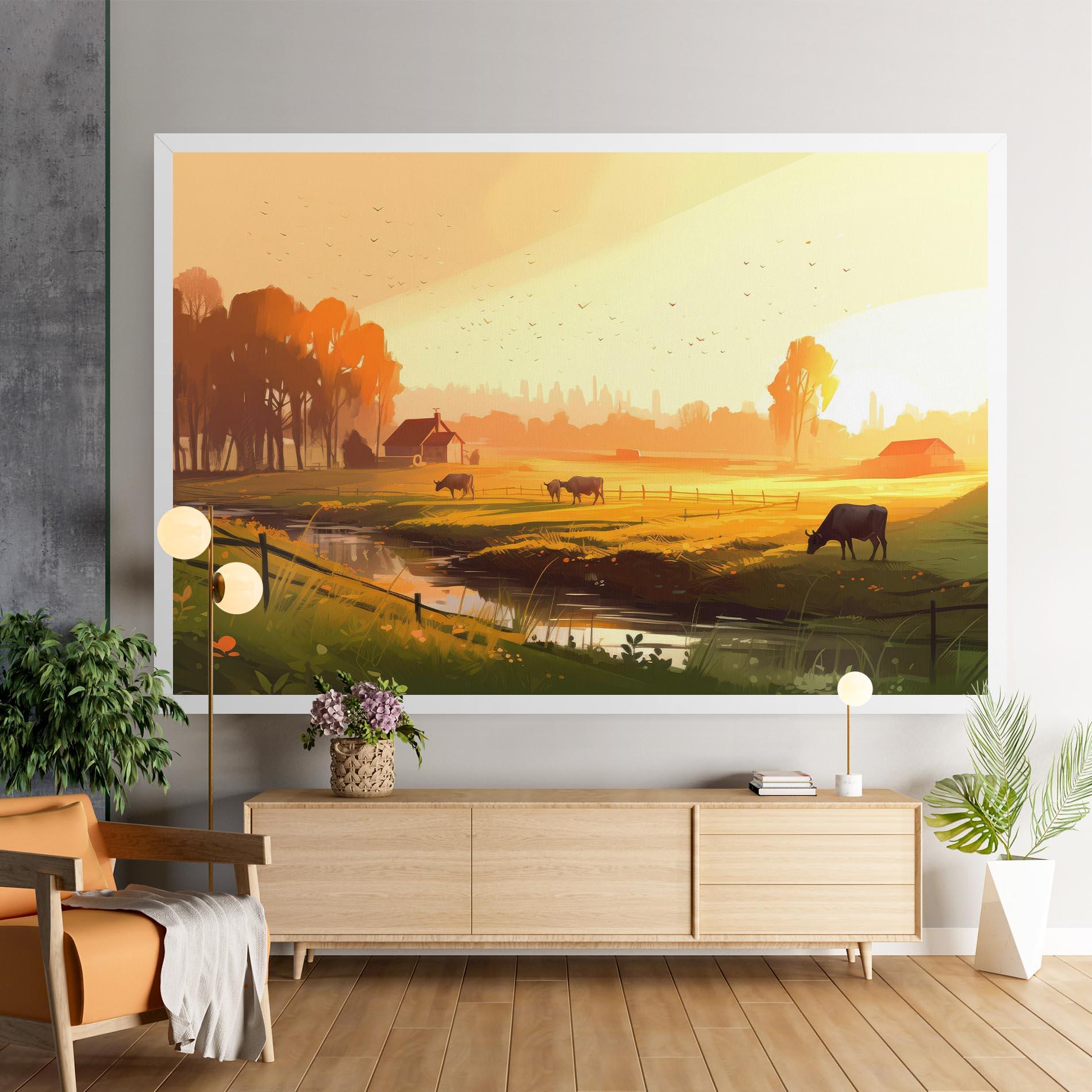 Leinwandbild Sunlight Cows mockup 9