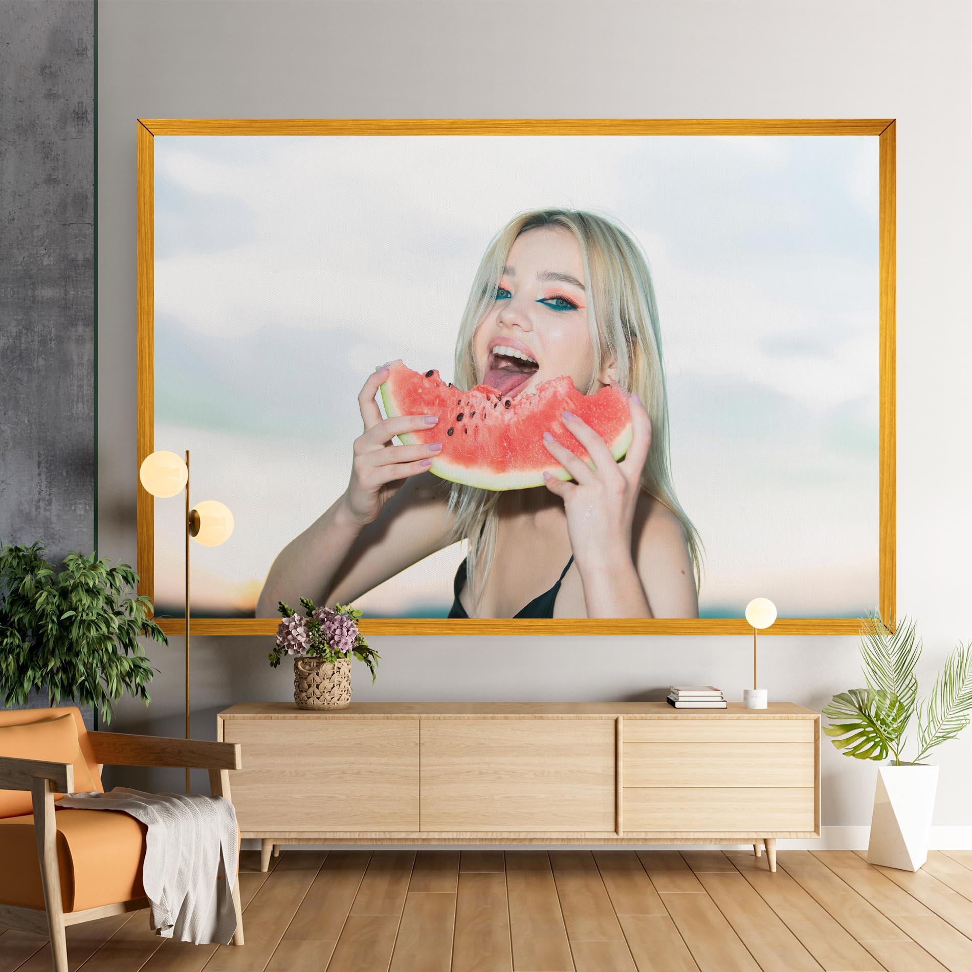 Leinwandbild Eating Watermelon mockup 9